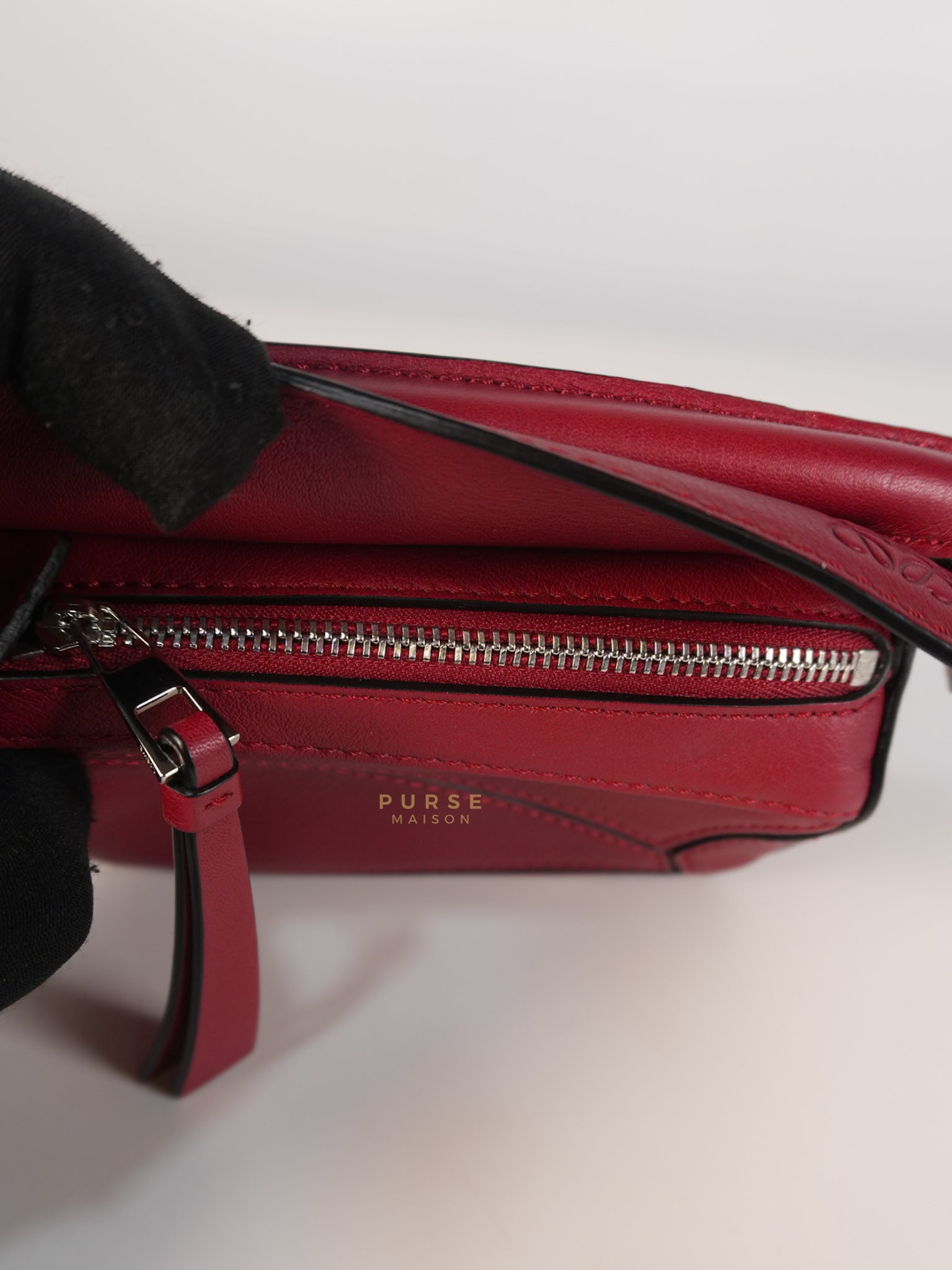 Nano Puzzle in Red Calfskin Leather | Purse Maison Luxury Bags Shop