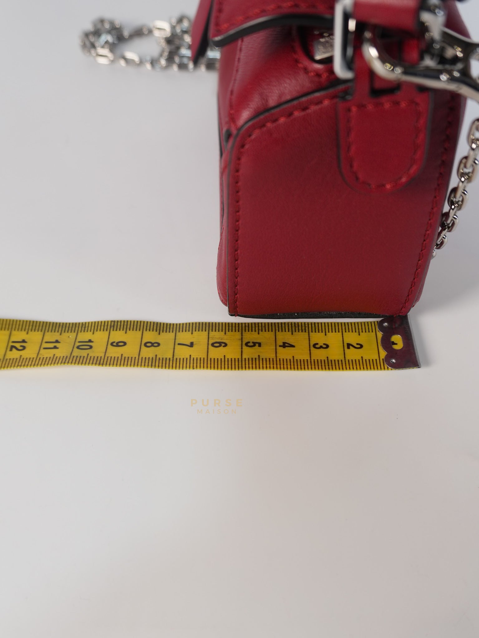 Nano Puzzle in Red Calfskin Leather | Purse Maison Luxury Bags Shop