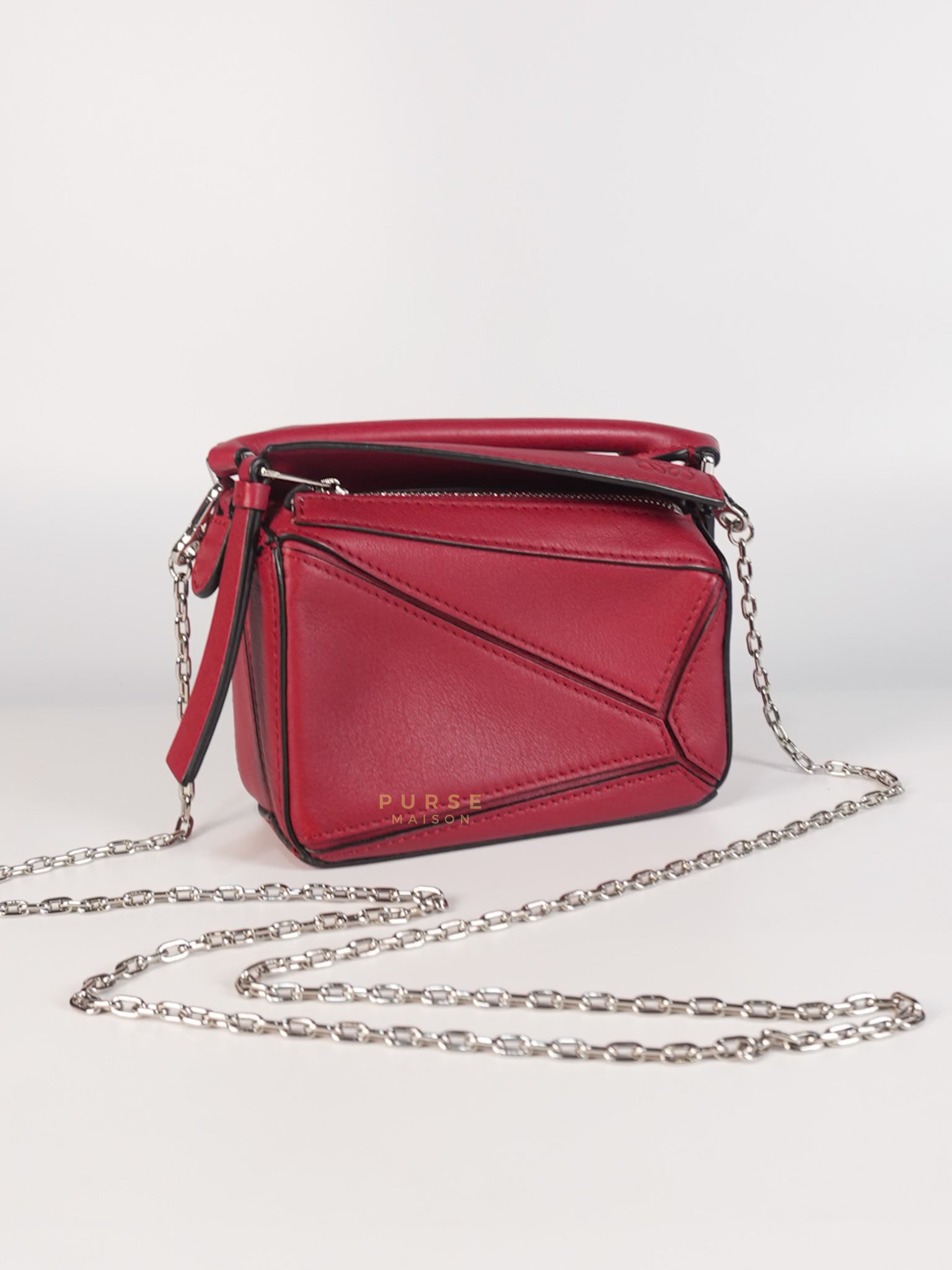 Nano Puzzle in Red Calfskin Leather | Purse Maison Luxury Bags Shop