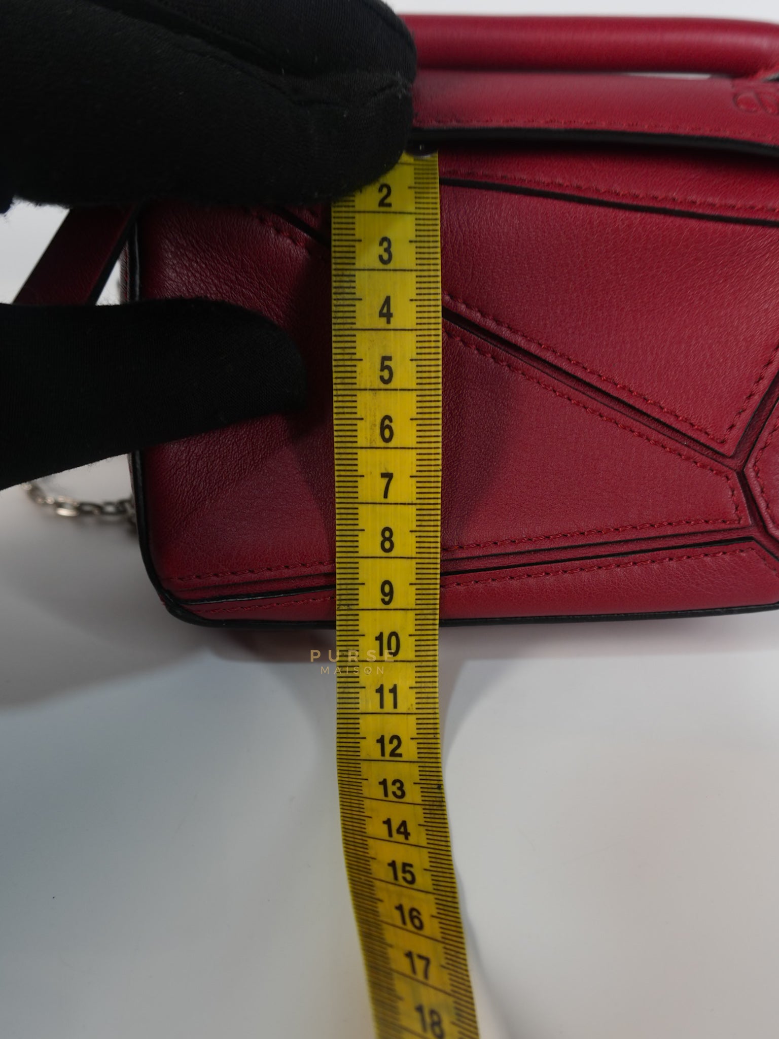 Nano Puzzle in Red Calfskin Leather | Purse Maison Luxury Bags Shop