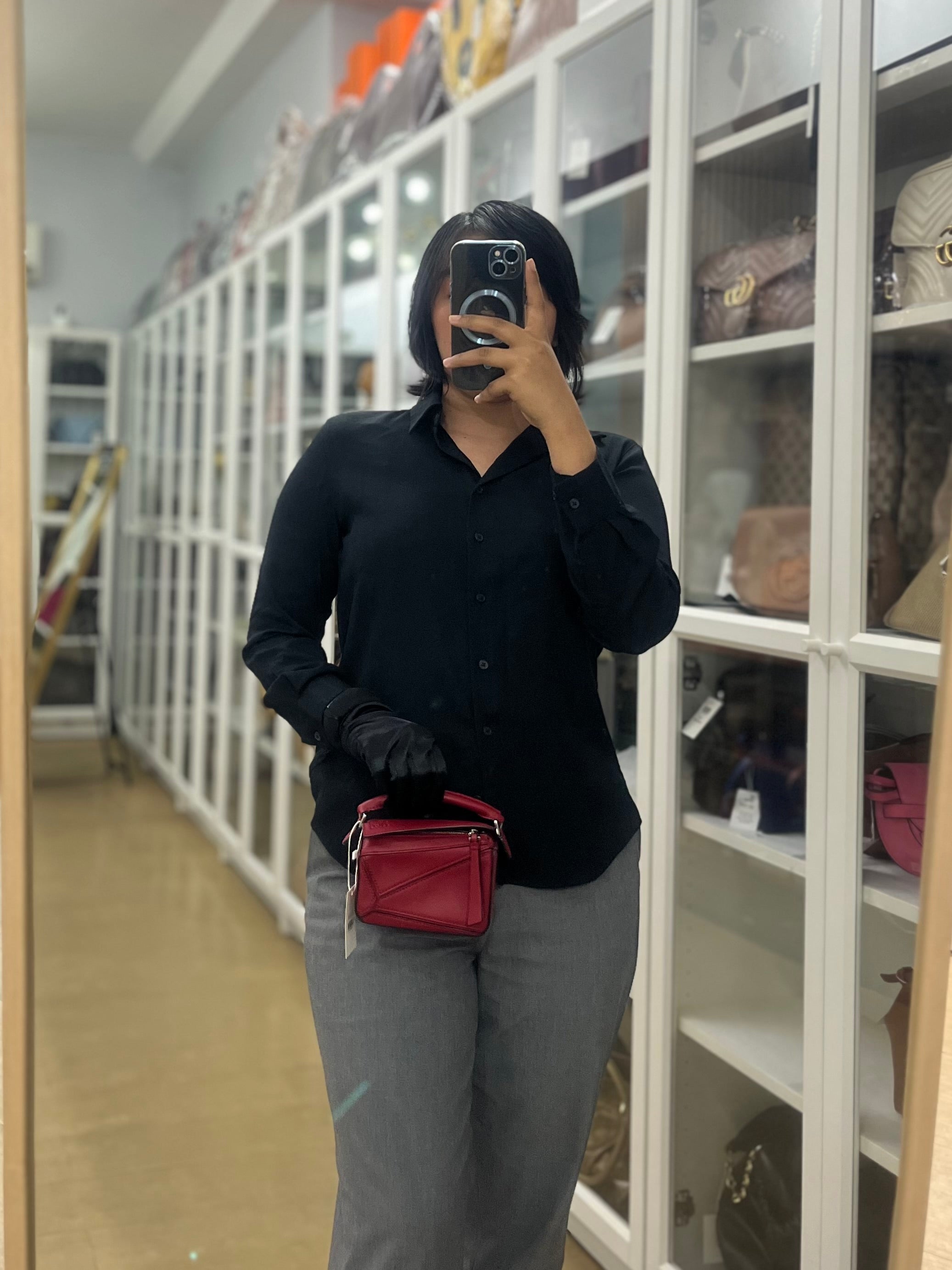 Nano Puzzle in Red Calfskin Leather | Purse Maison Luxury Bags Shop