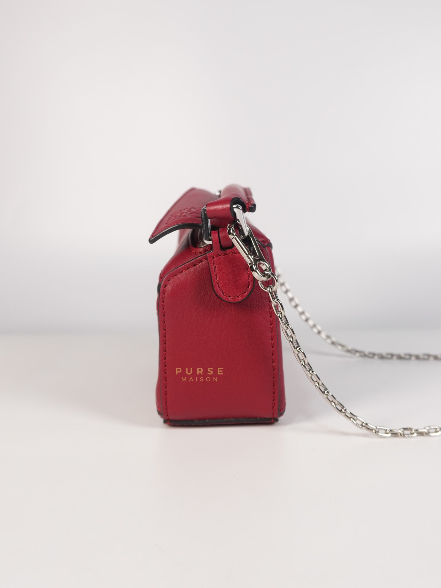 Nano Puzzle in Red Calfskin Leather | Purse Maison Luxury Bags Shop