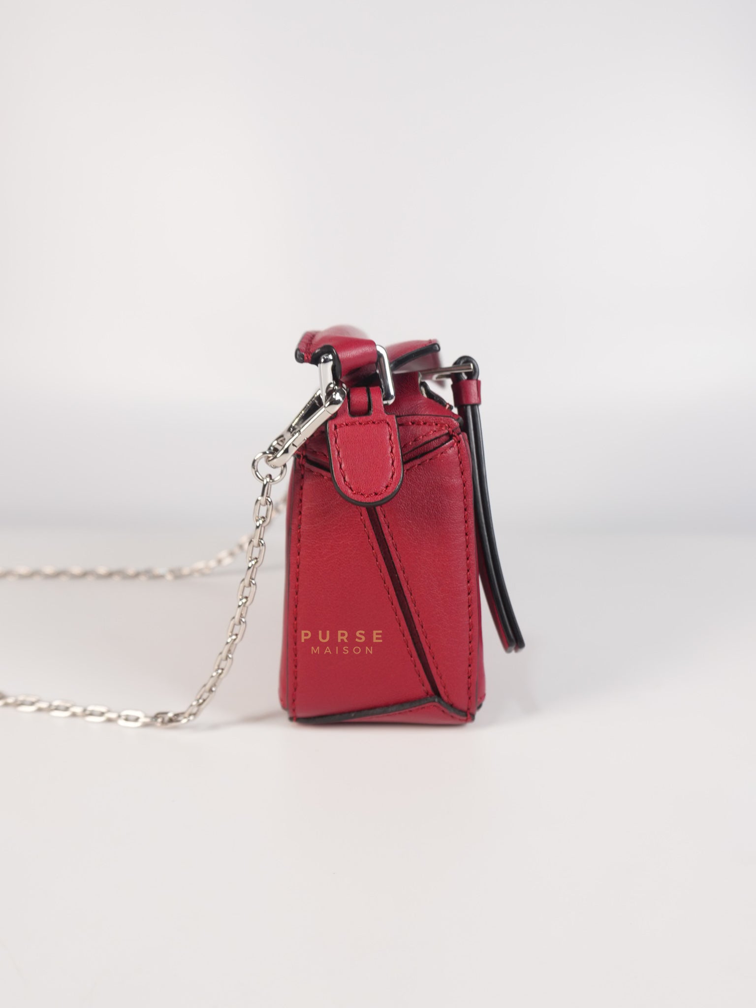 Nano Puzzle in Red Calfskin Leather | Purse Maison Luxury Bags Shop