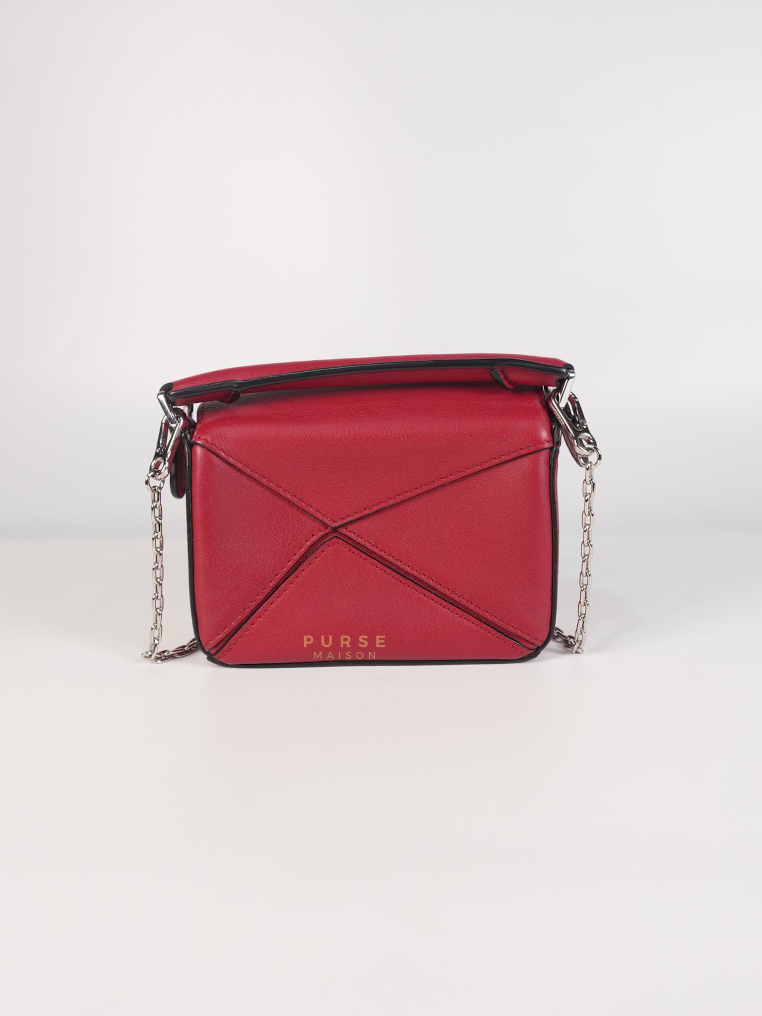 Nano Puzzle in Red Calfskin Leather | Purse Maison Luxury Bags Shop