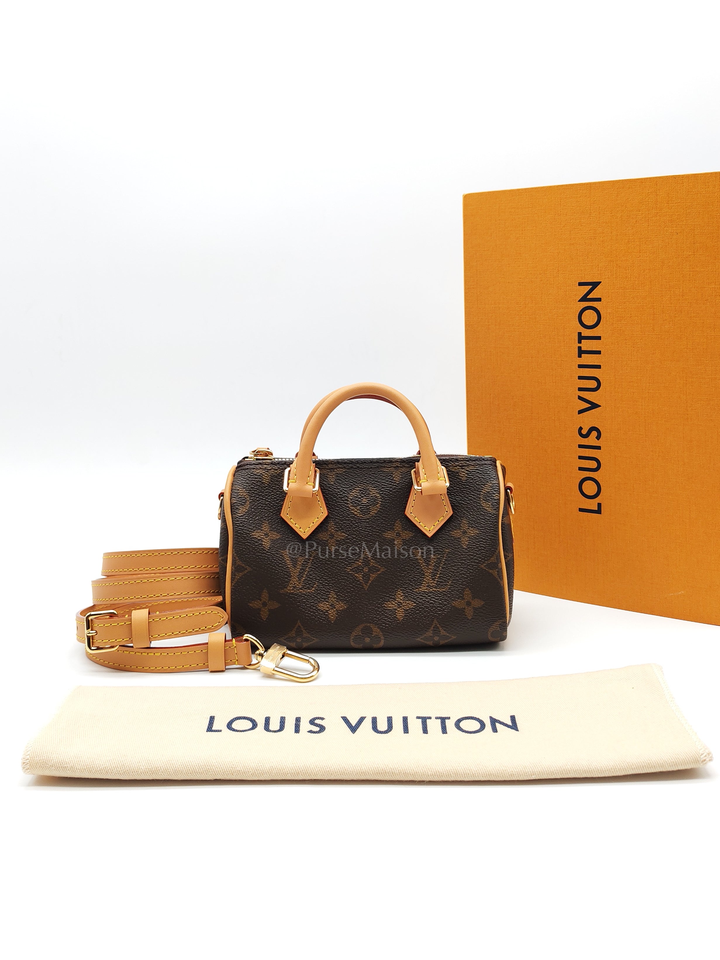 Nano Speedy Bandoulière in Monogram Canvas & Gold Hardware (Datecode: TN3265) | Purse Maison Luxury Bags Shop