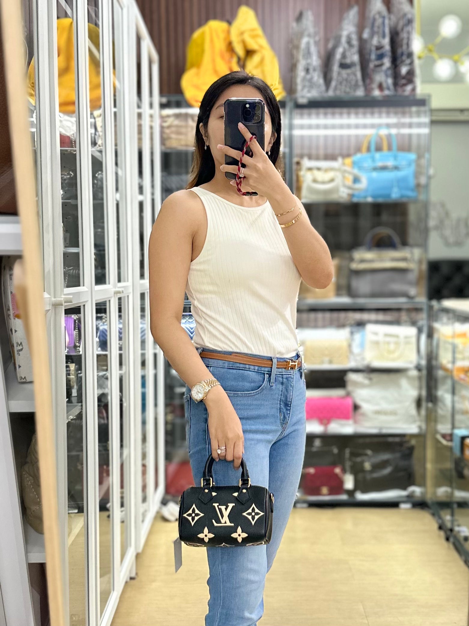 Louis Vuitton Nano Speedy in Bicolor Monogram Empreinte Leather Canvas (Microchip) | Purse Maison Luxury Bags Shop