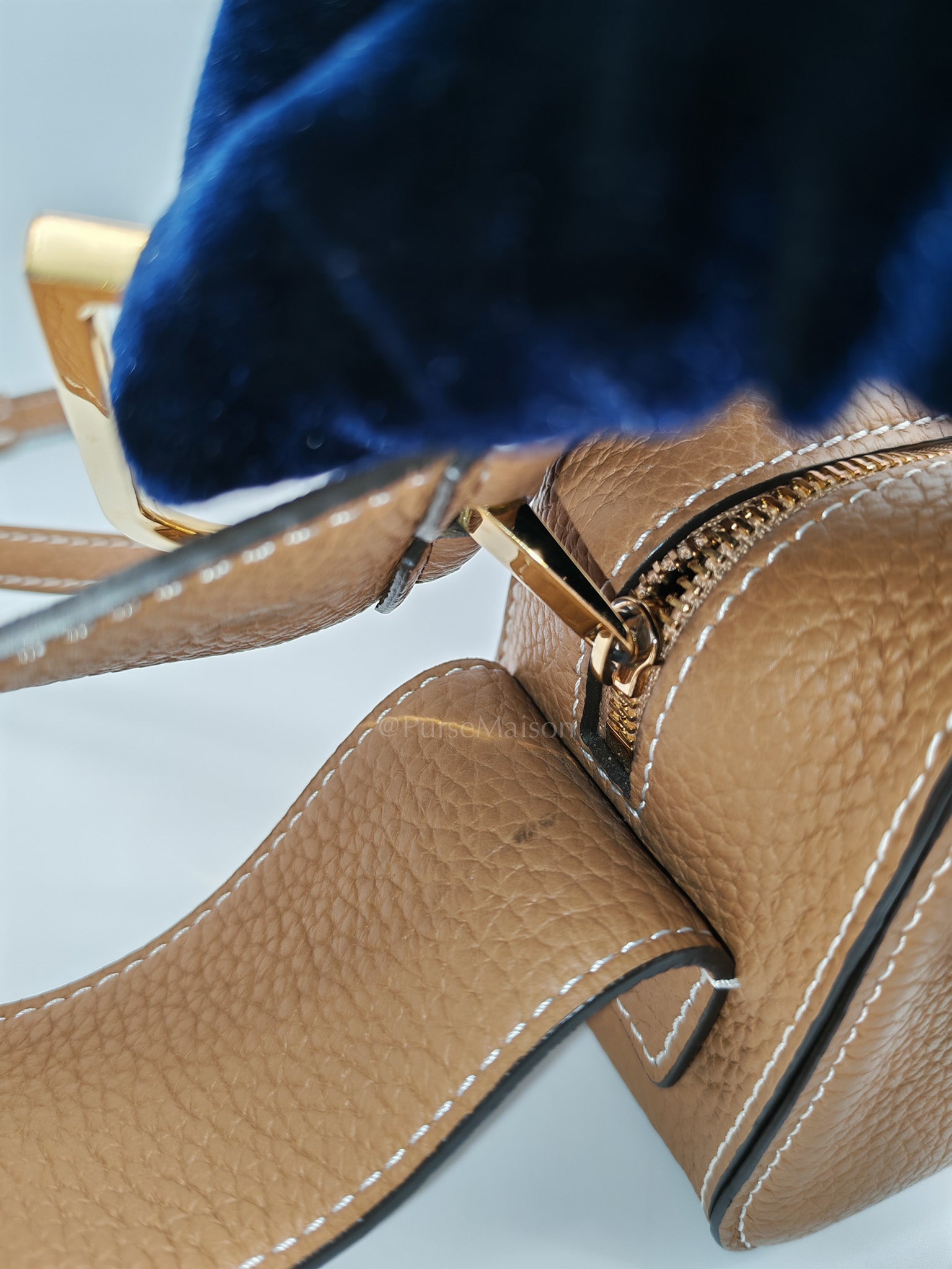 Cool Box Nano Satchel in Brown Taurillon Soft Leather & Gold Hardware