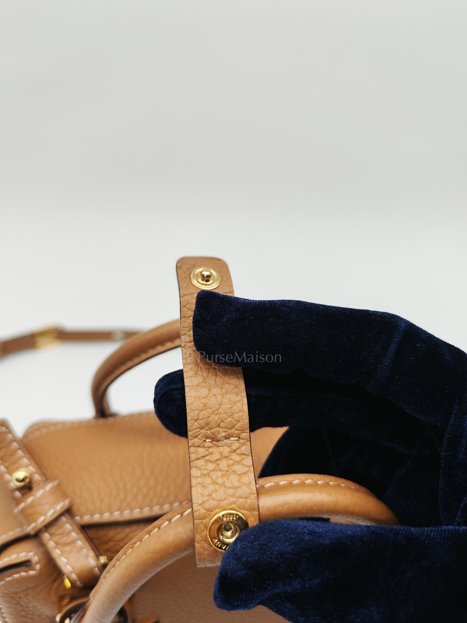 Cool Box Nano Satchel in Brown Taurillon Soft Leather & Gold Hardware