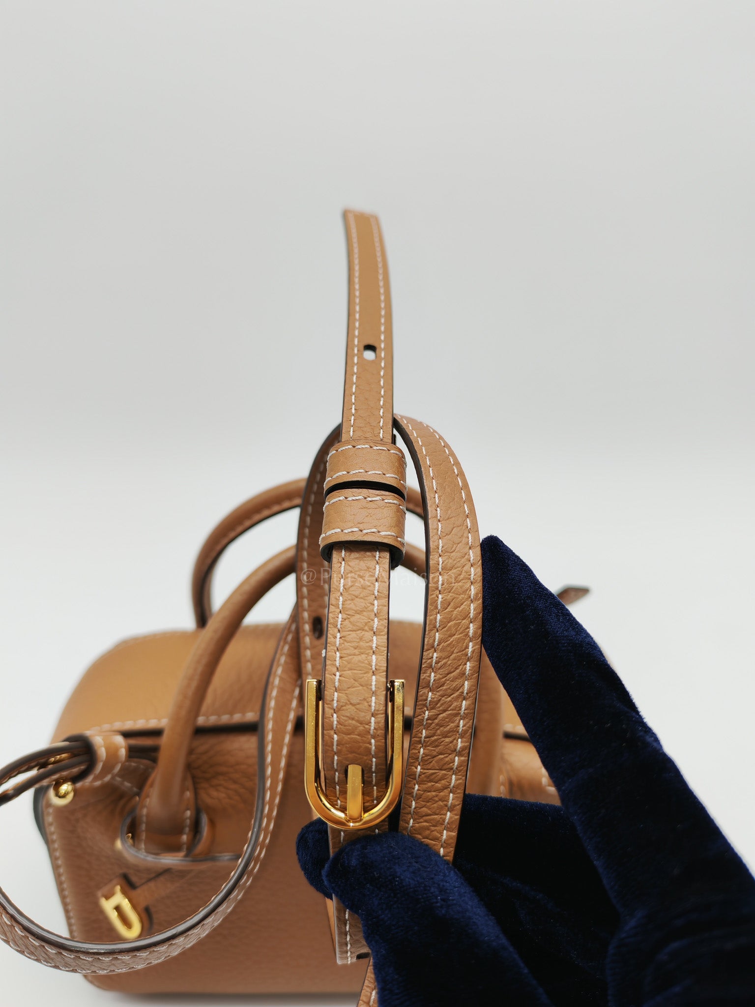 Cool Box Nano Satchel in Brown Taurillon Soft Leather & Gold Hardware