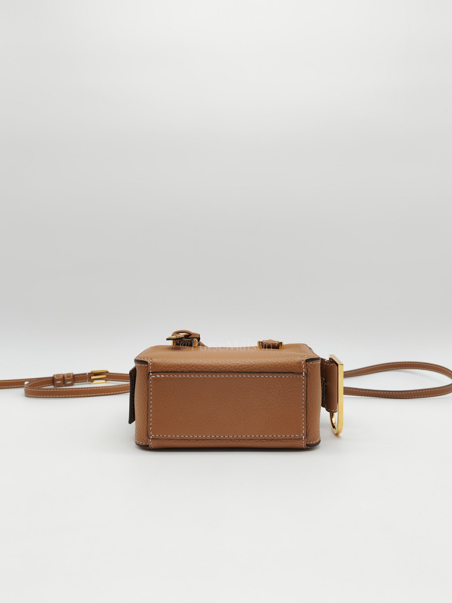 Cool Box Nano Satchel in Brown Taurillon Soft Leather & Gold Hardware