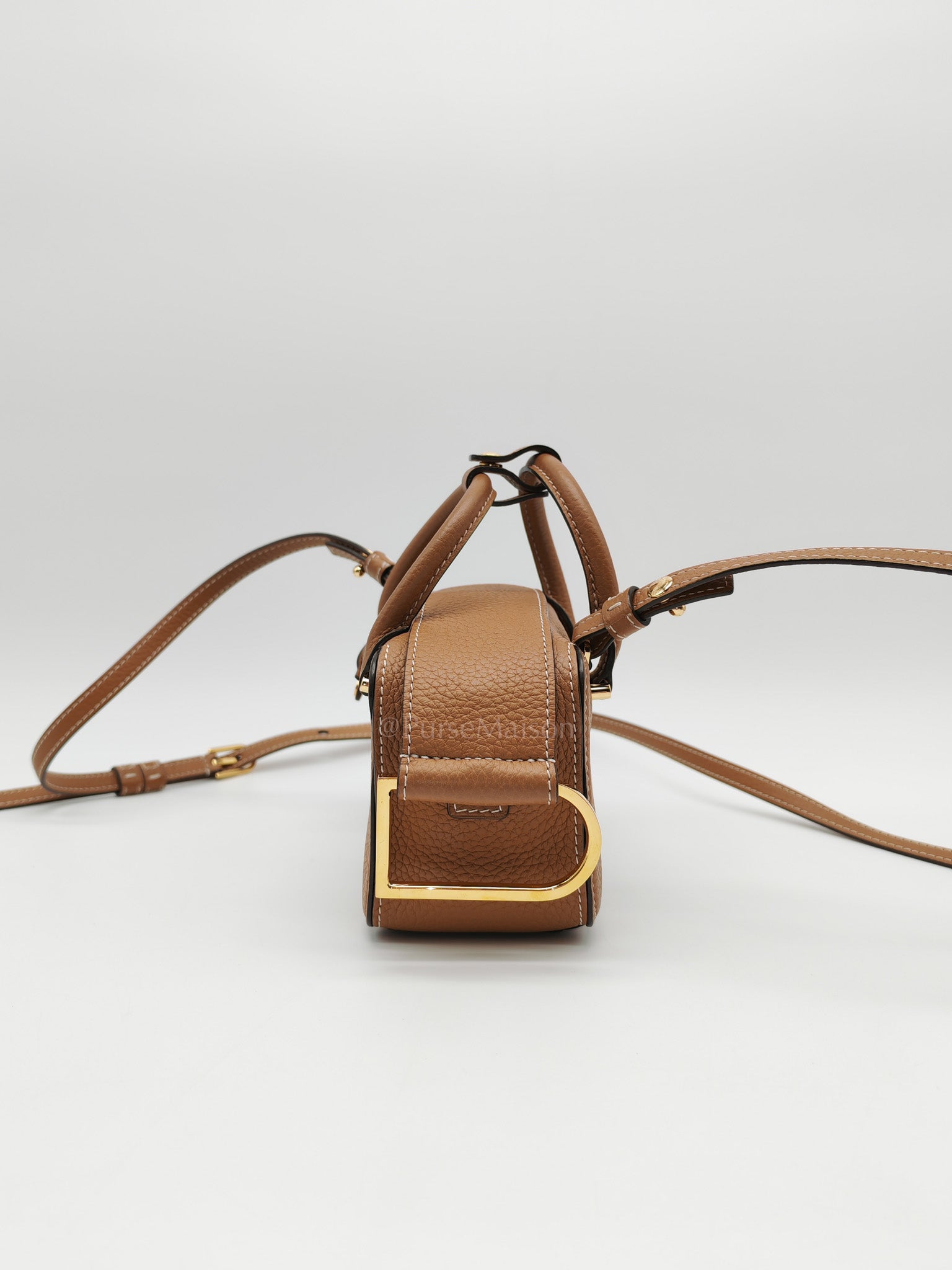 Cool Box Nano Satchel in Brown Taurillon Soft Leather & Gold Hardware