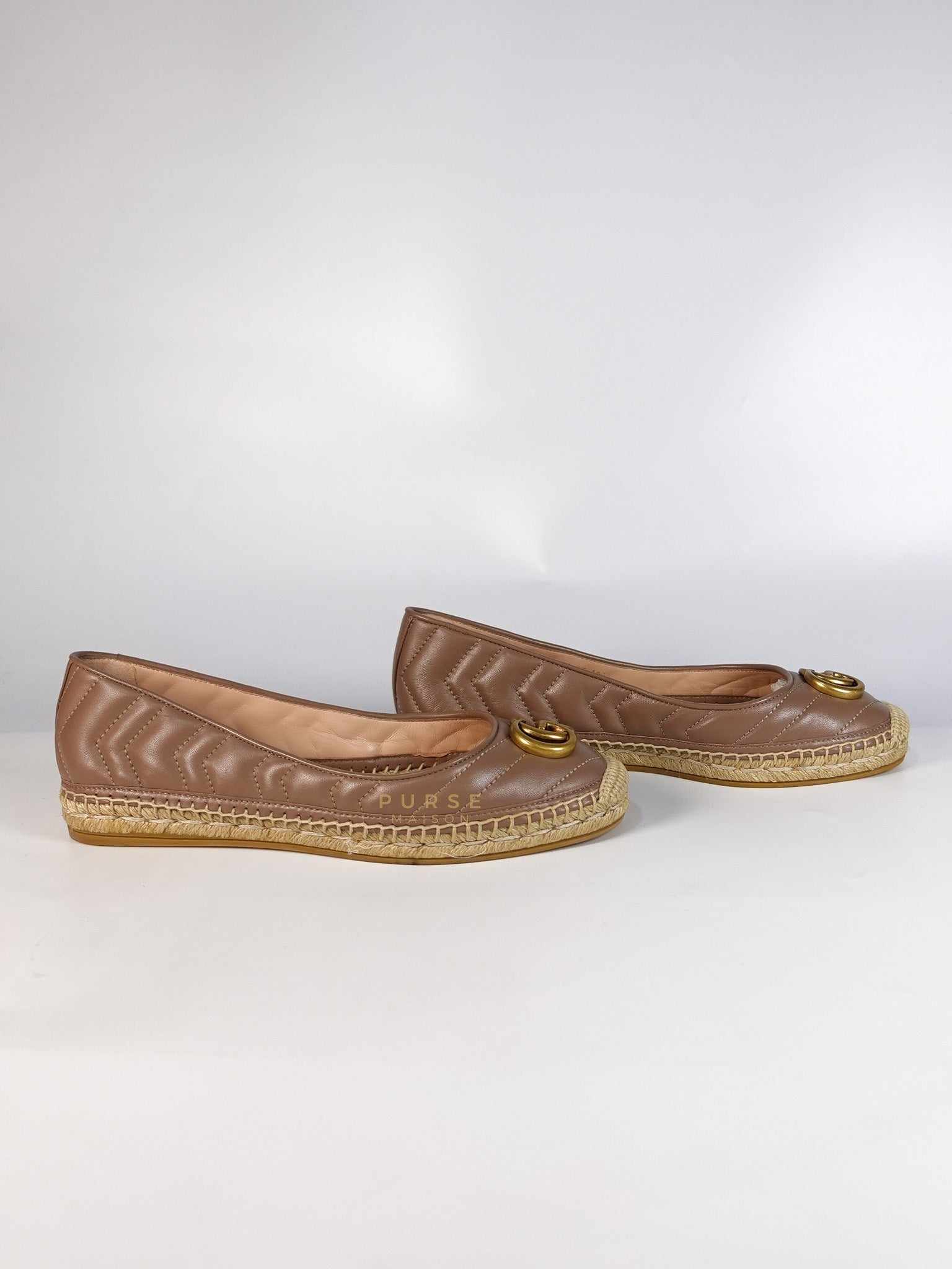 Nappa Matelasse GG Marmont Espadrilles Shoes in Porcelain Rose for Women Size 39 EU (24.5) | Purse Maison Luxury Bags Shop