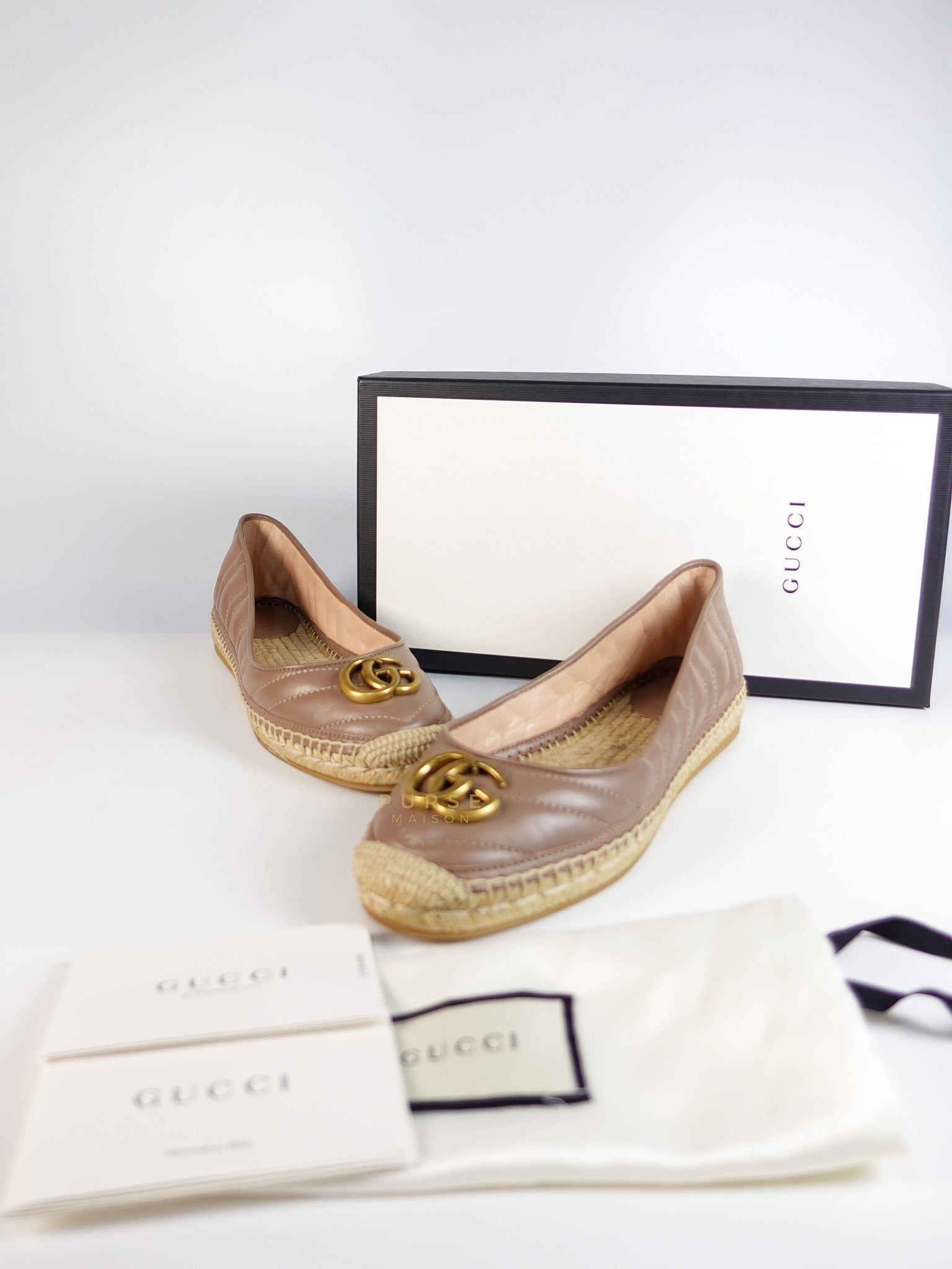 Nappa Matelasse GG Marmont Espadrilles Shoes in Porcelain Rose for Women Size 39 EU (24.5) | Purse Maison Luxury Bags Shop