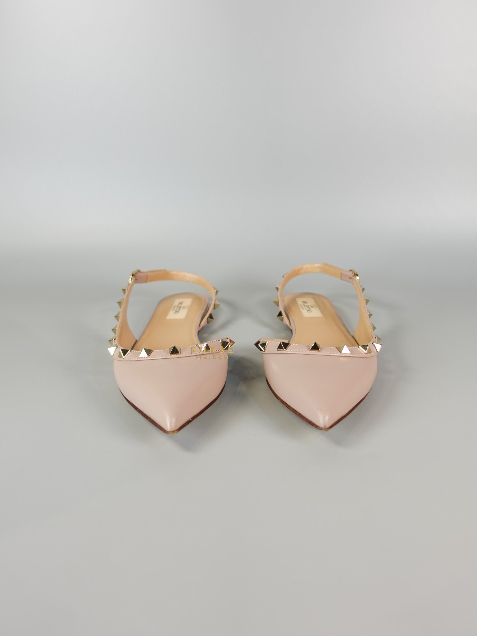 Nappa Rockstud Slingback Falts Size 37EUR (23.7cm) | Purse Maison Luxury Bags Shop