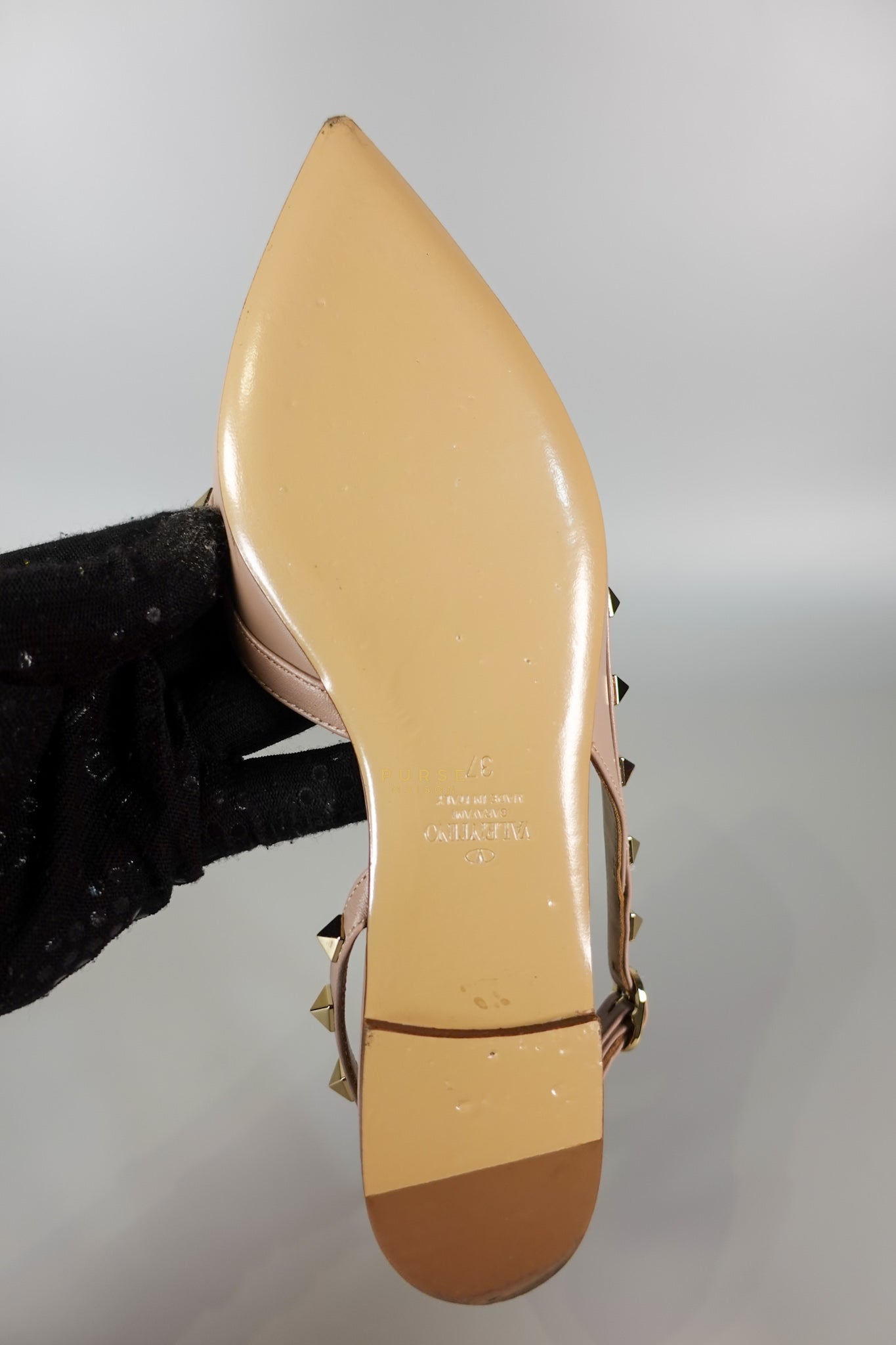 Nappa Rockstud Slingback Falts Size 37EUR (23.7cm) | Purse Maison Luxury Bags Shop