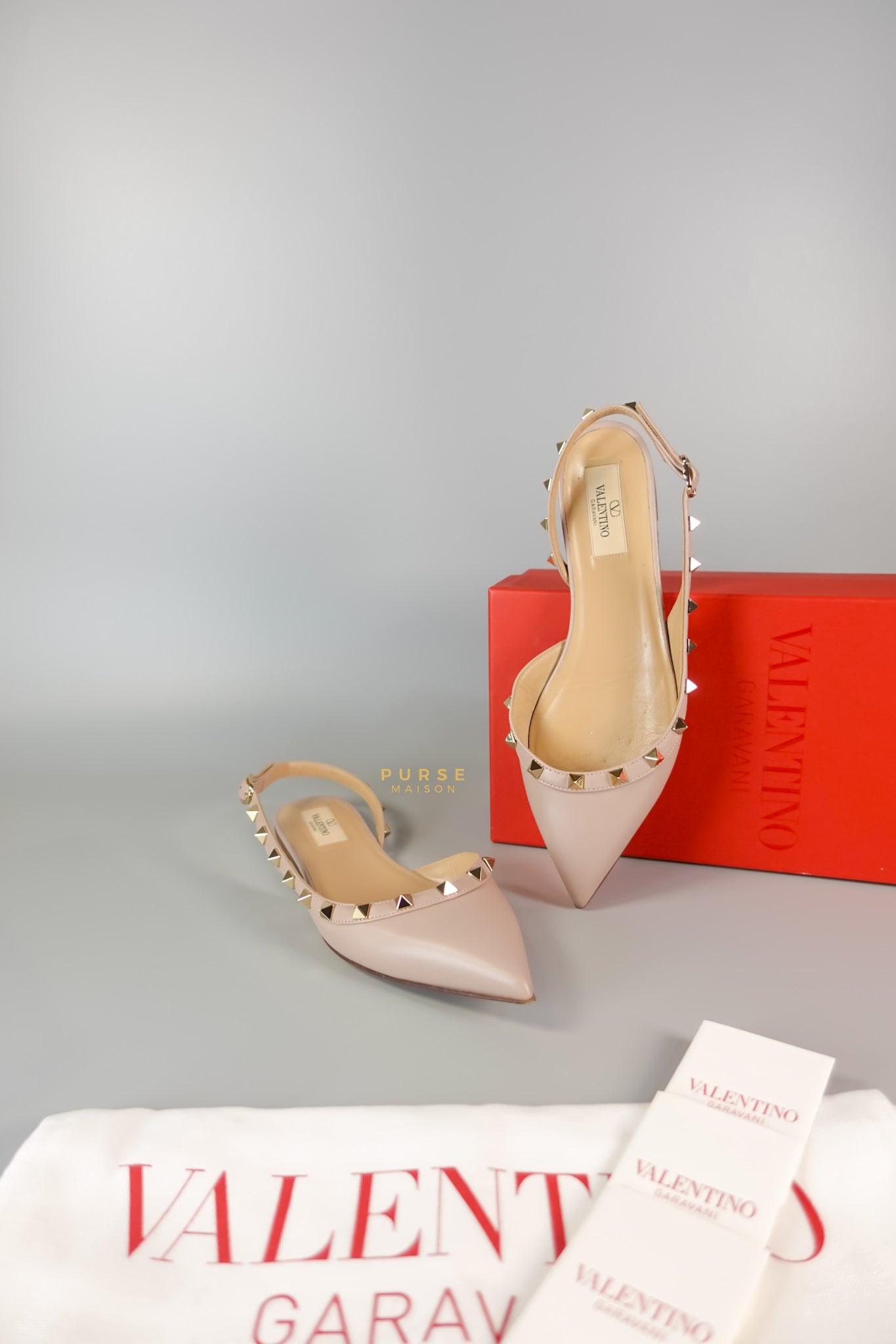 Nappa Rockstud Slingback Falts Size 37EUR (23.7cm) | Purse Maison Luxury Bags Shop