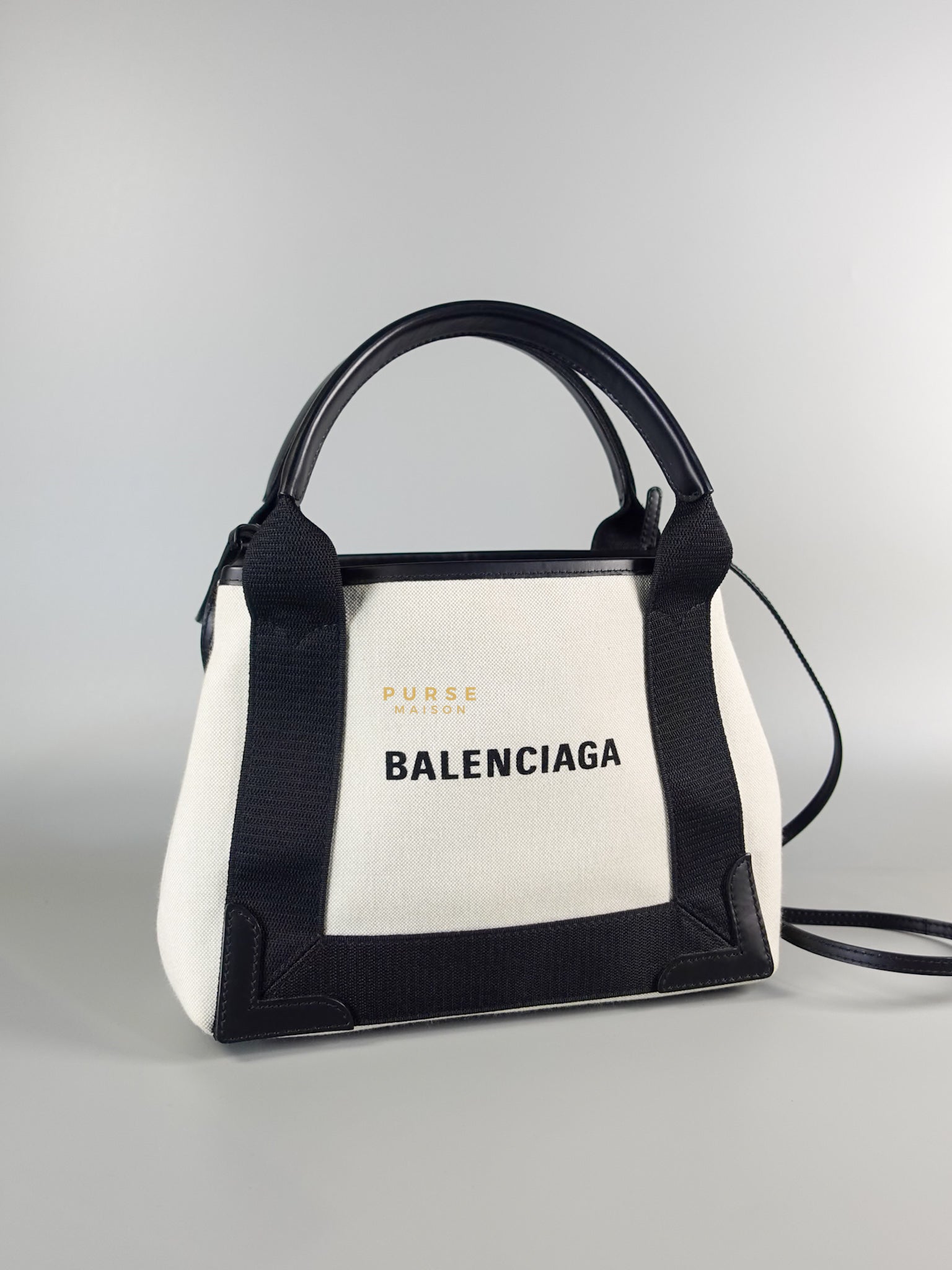 Navy Cabas XS Handbag with Long strap | Purse Maison Luxury Bags Shop