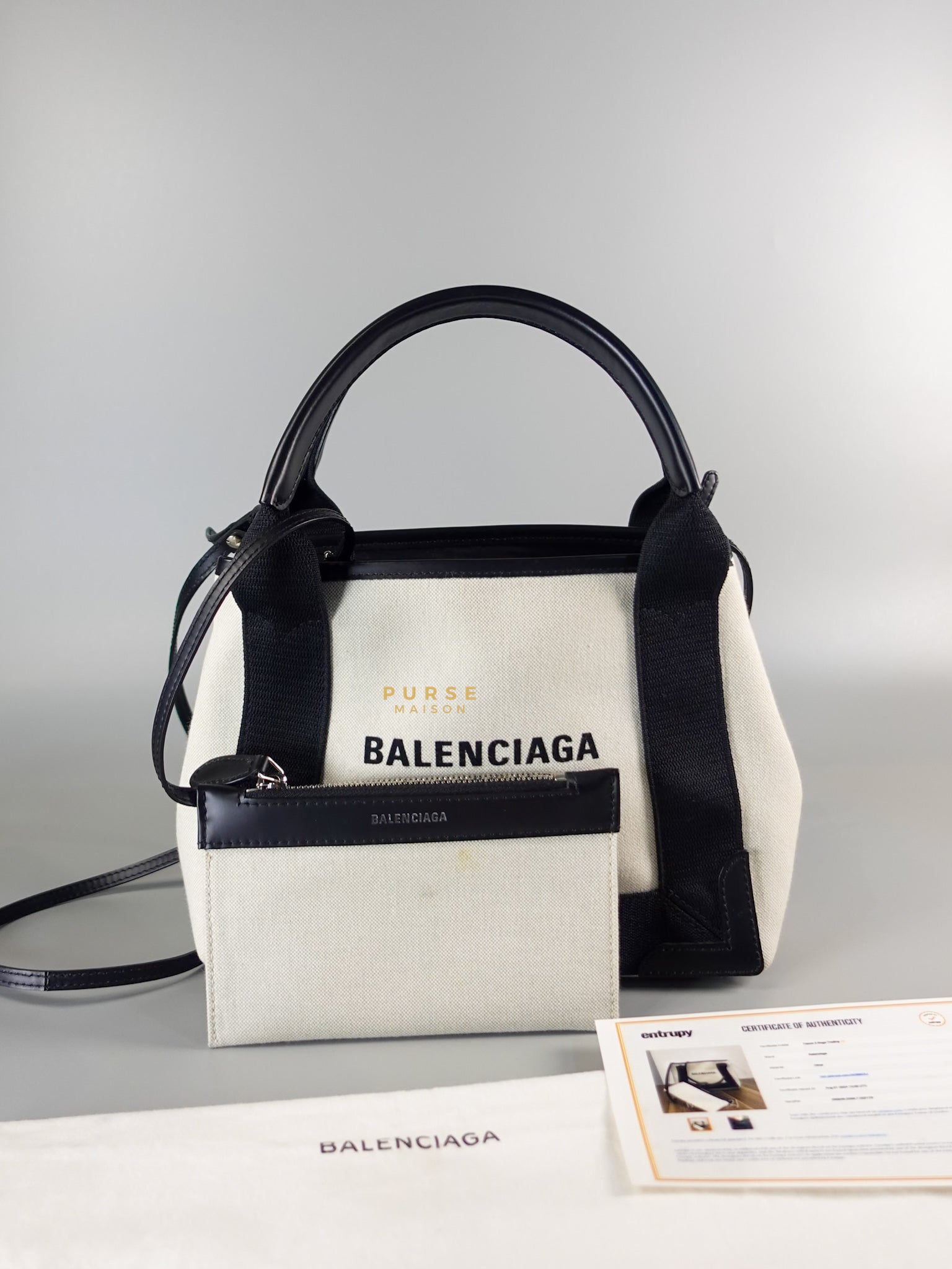 Navy Cabas XS Handbag with Long strap | Purse Maison Luxury Bags Shop