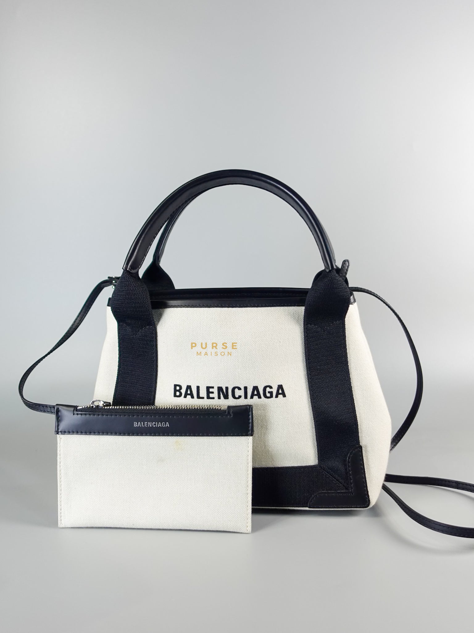 Navy Cabas XS Handbag with Long strap | Purse Maison Luxury Bags Shop