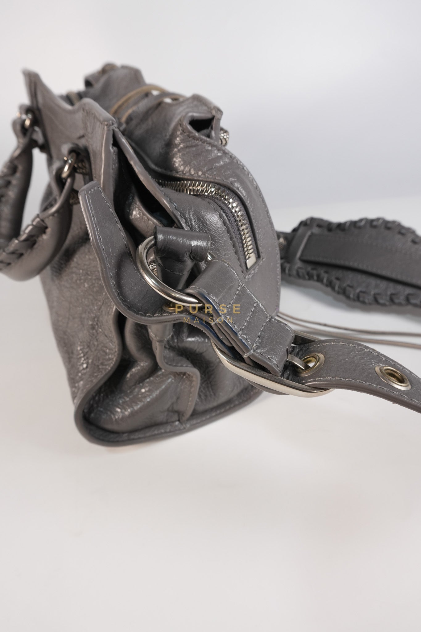 Neo Cagole City Bag XS in Dark Grey Leather | Purse Maison Luxury Bags Shop