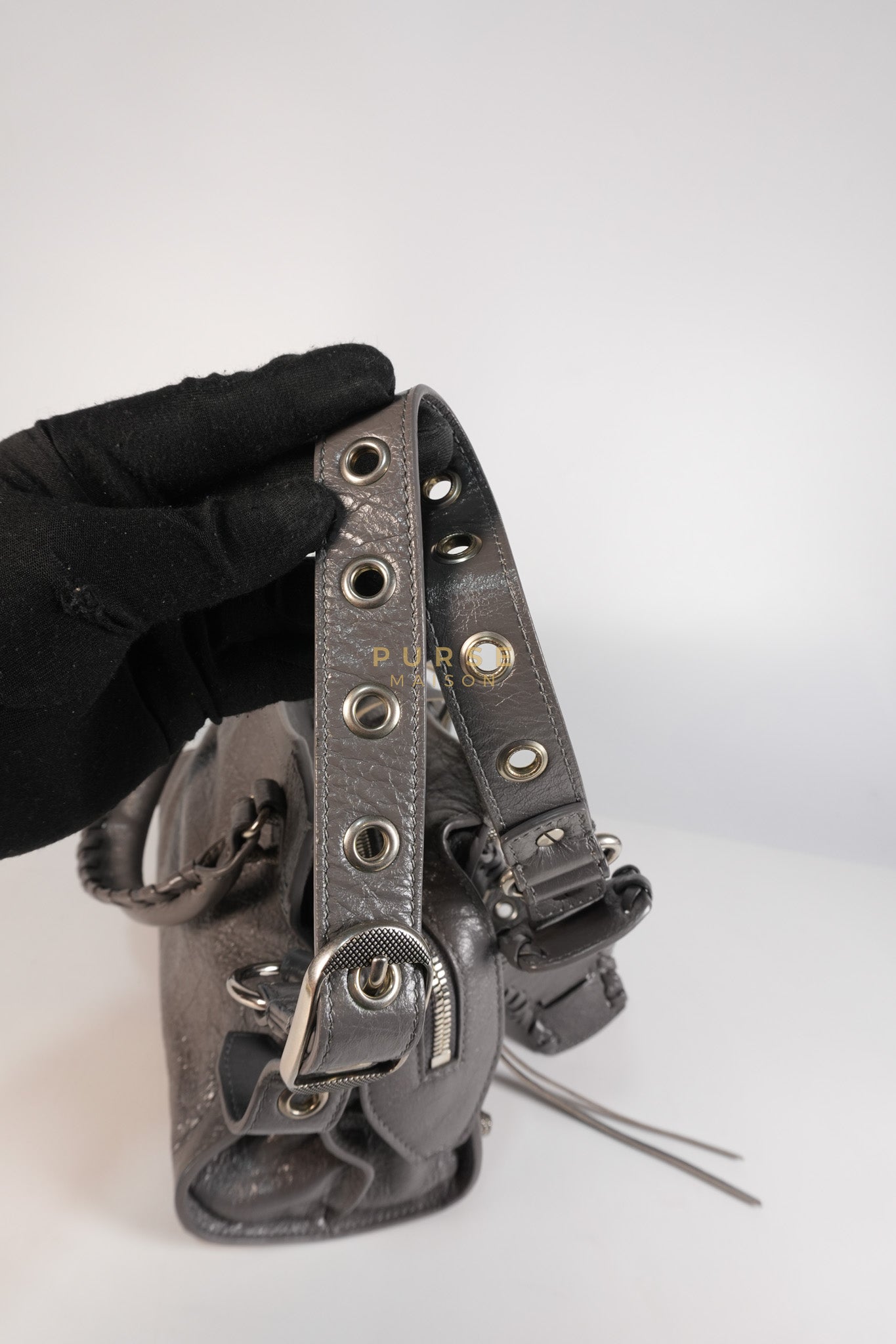 Neo Cagole City Bag XS in Dark Grey Leather | Purse Maison Luxury Bags Shop