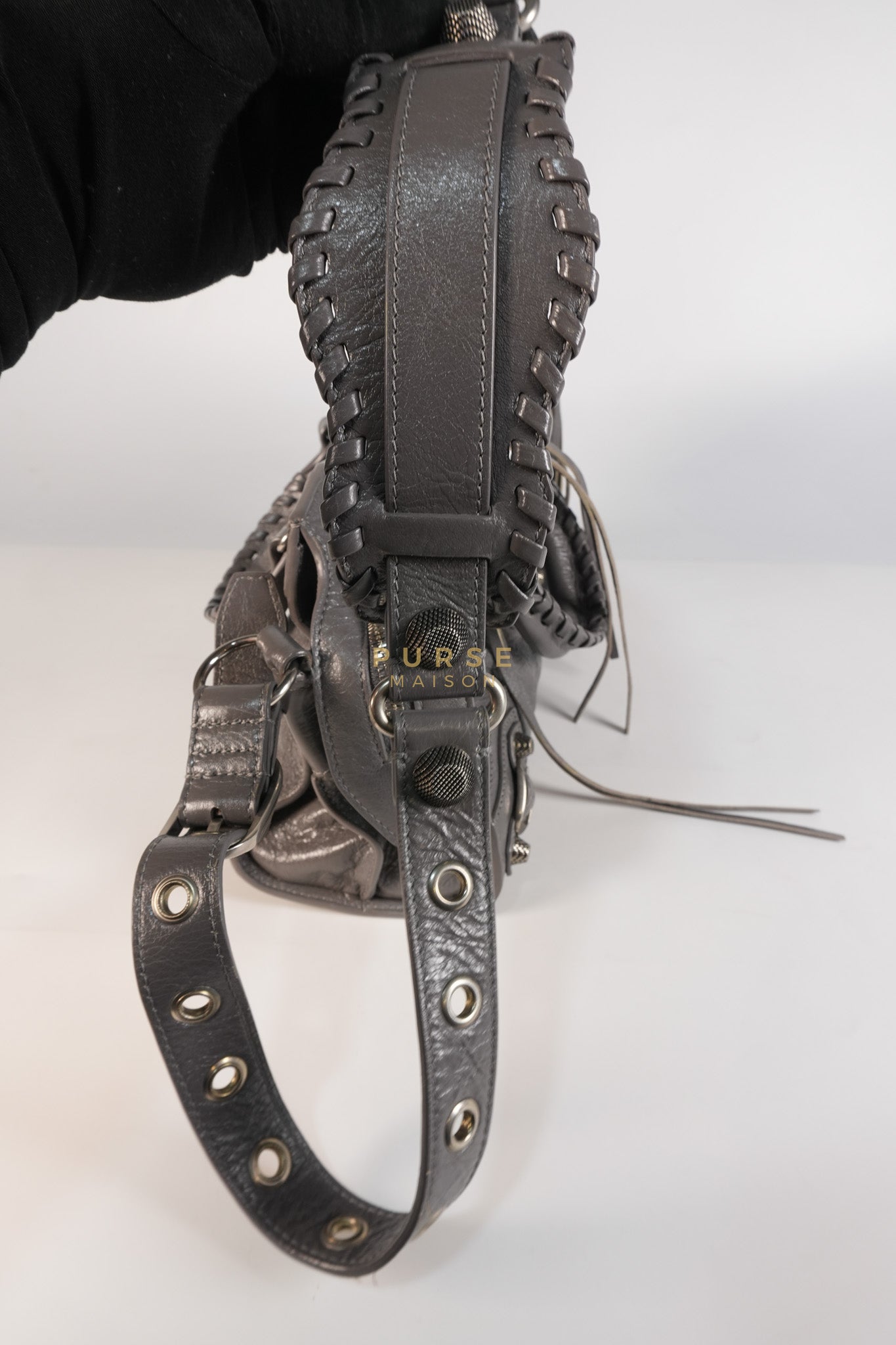 Neo Cagole City Bag XS in Dark Grey Leather | Purse Maison Luxury Bags Shop
