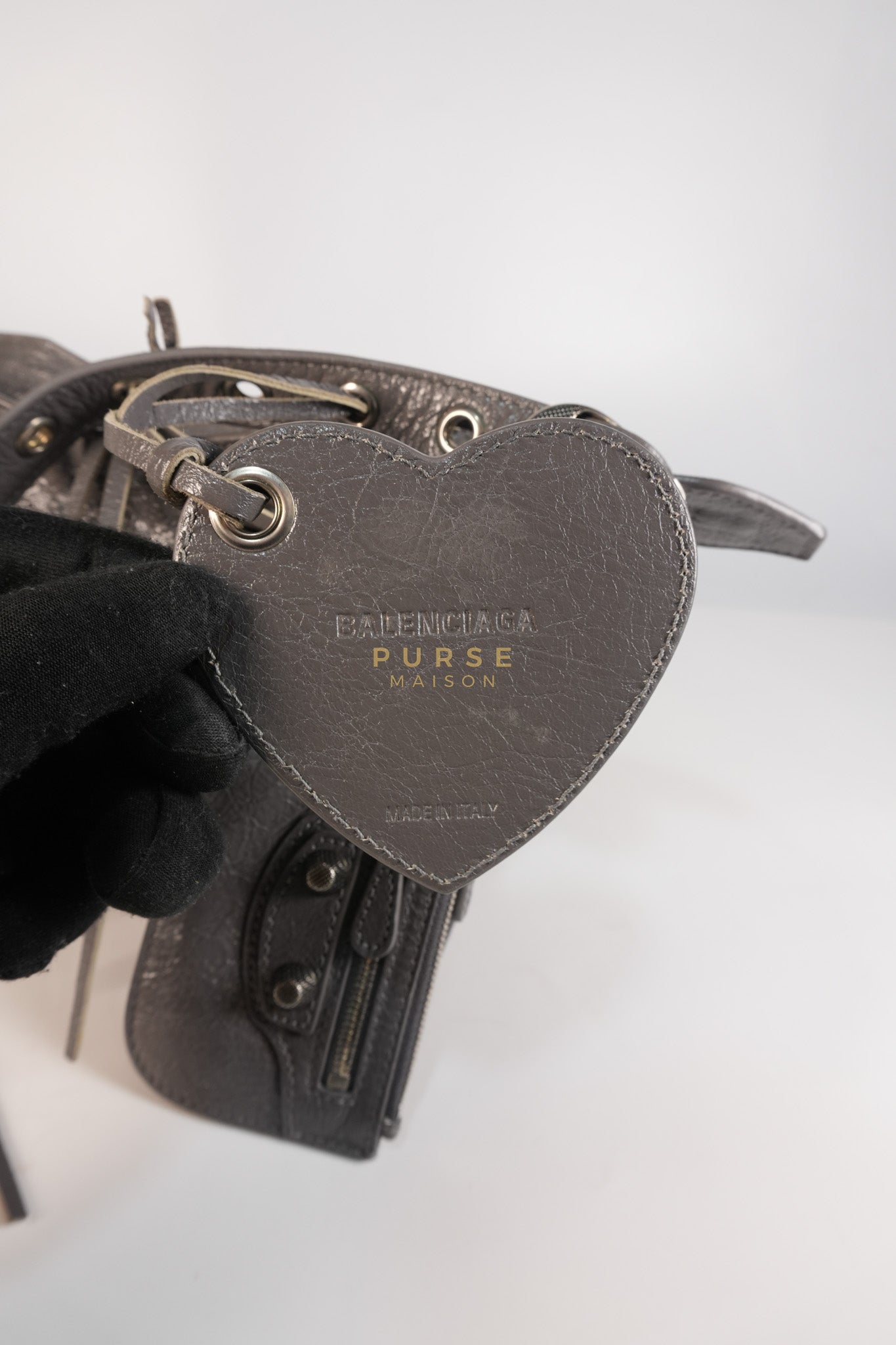 Neo Cagole City Bag XS in Dark Grey Leather | Purse Maison Luxury Bags Shop