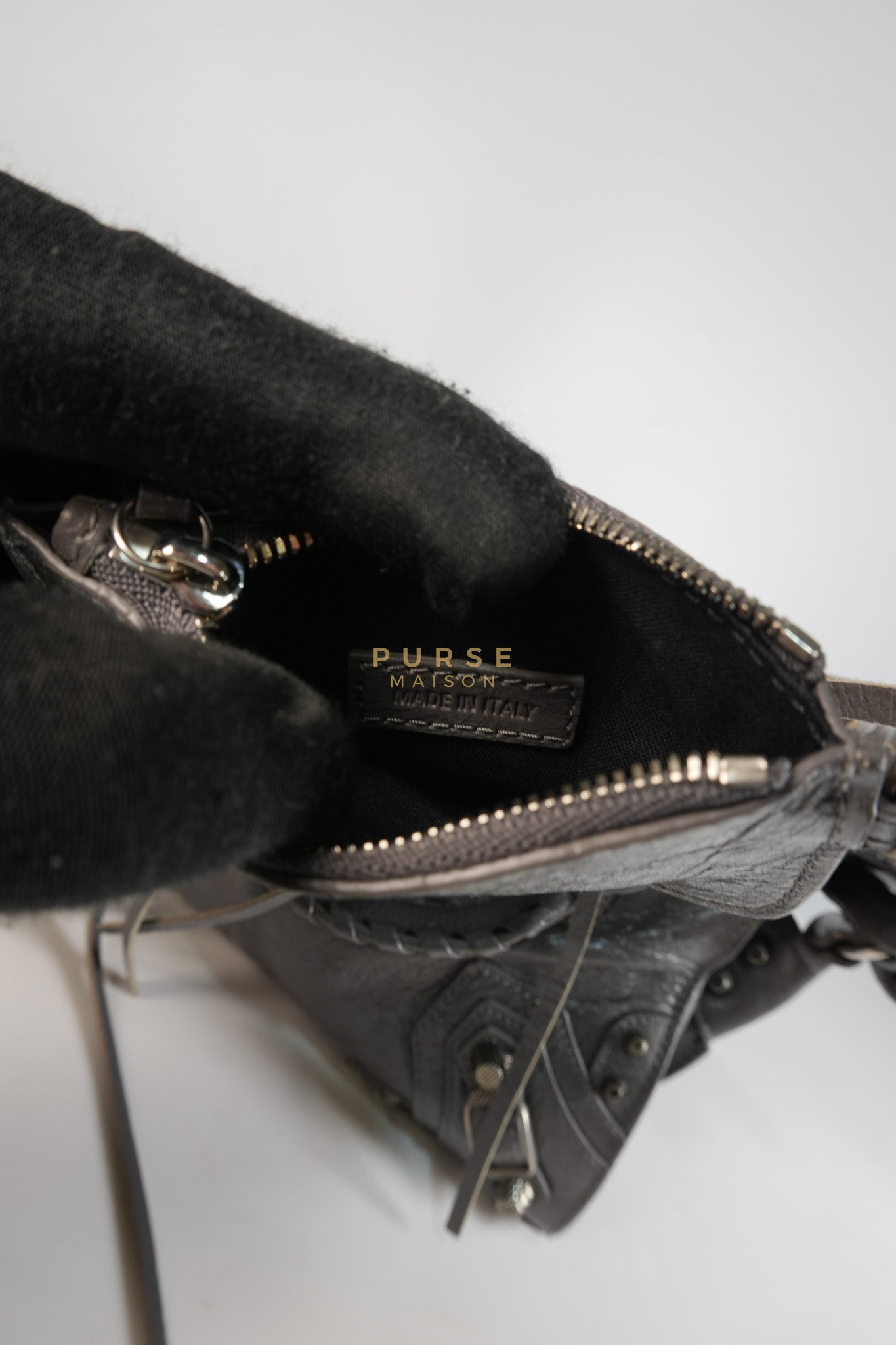 Neo Cagole City Bag XS in Dark Grey Leather | Purse Maison Luxury Bags Shop