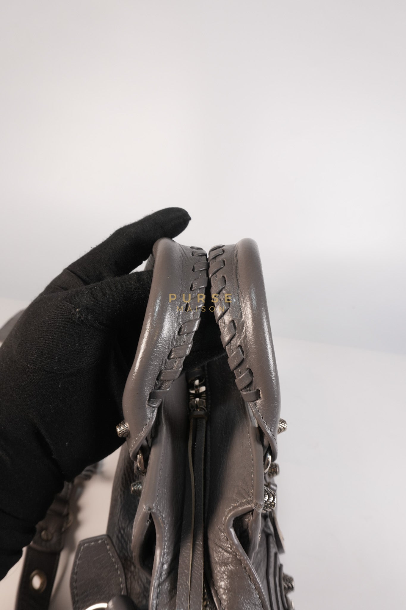 Neo Cagole City Bag XS in Dark Grey Leather | Purse Maison Luxury Bags Shop