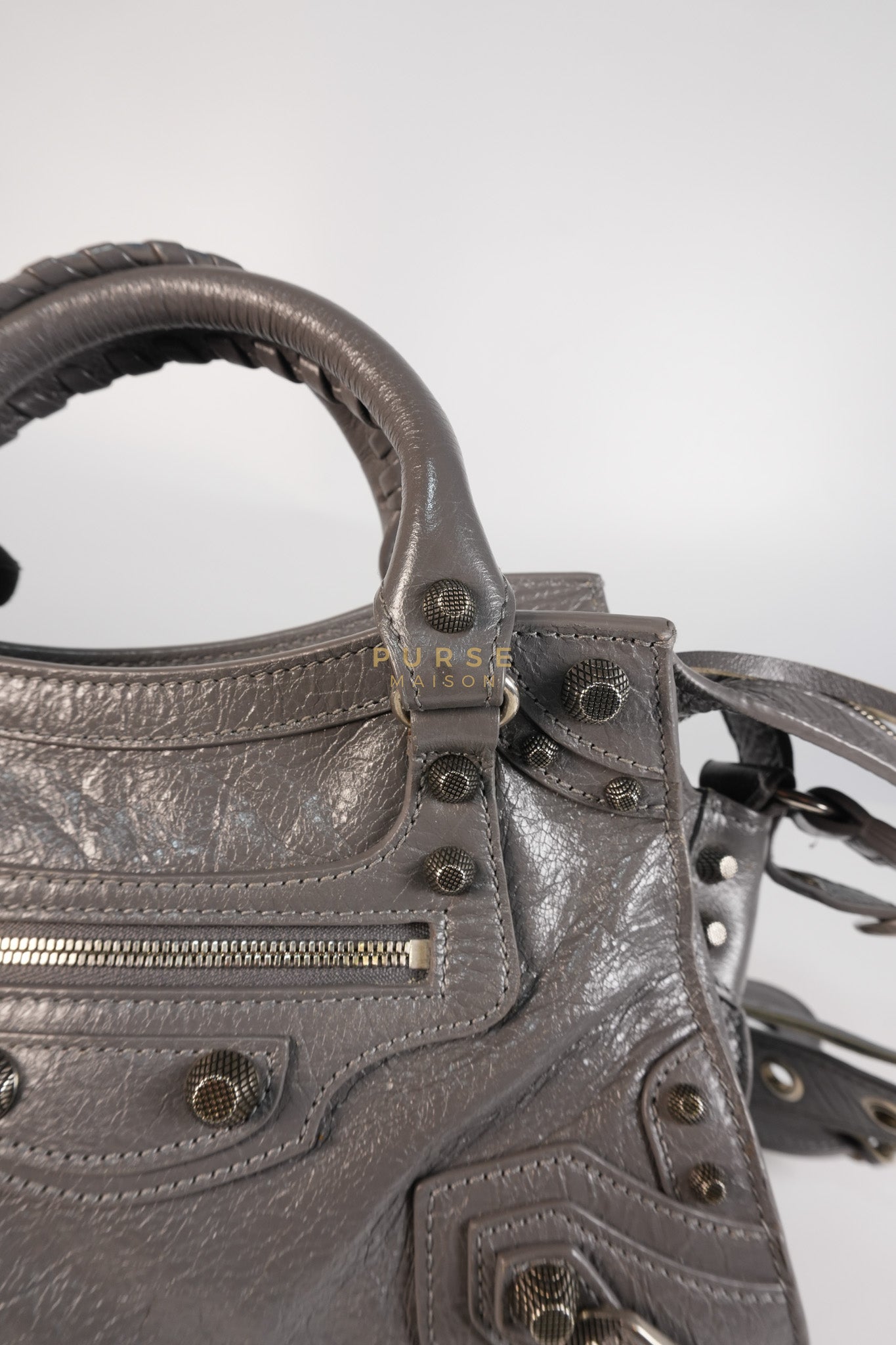 Neo Cagole City Bag XS in Dark Grey Leather | Purse Maison Luxury Bags Shop