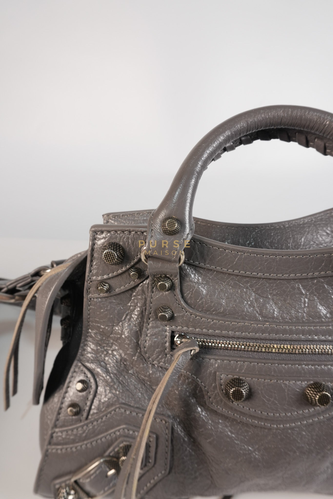 Neo Cagole City Bag XS in Dark Grey Leather | Purse Maison Luxury Bags Shop