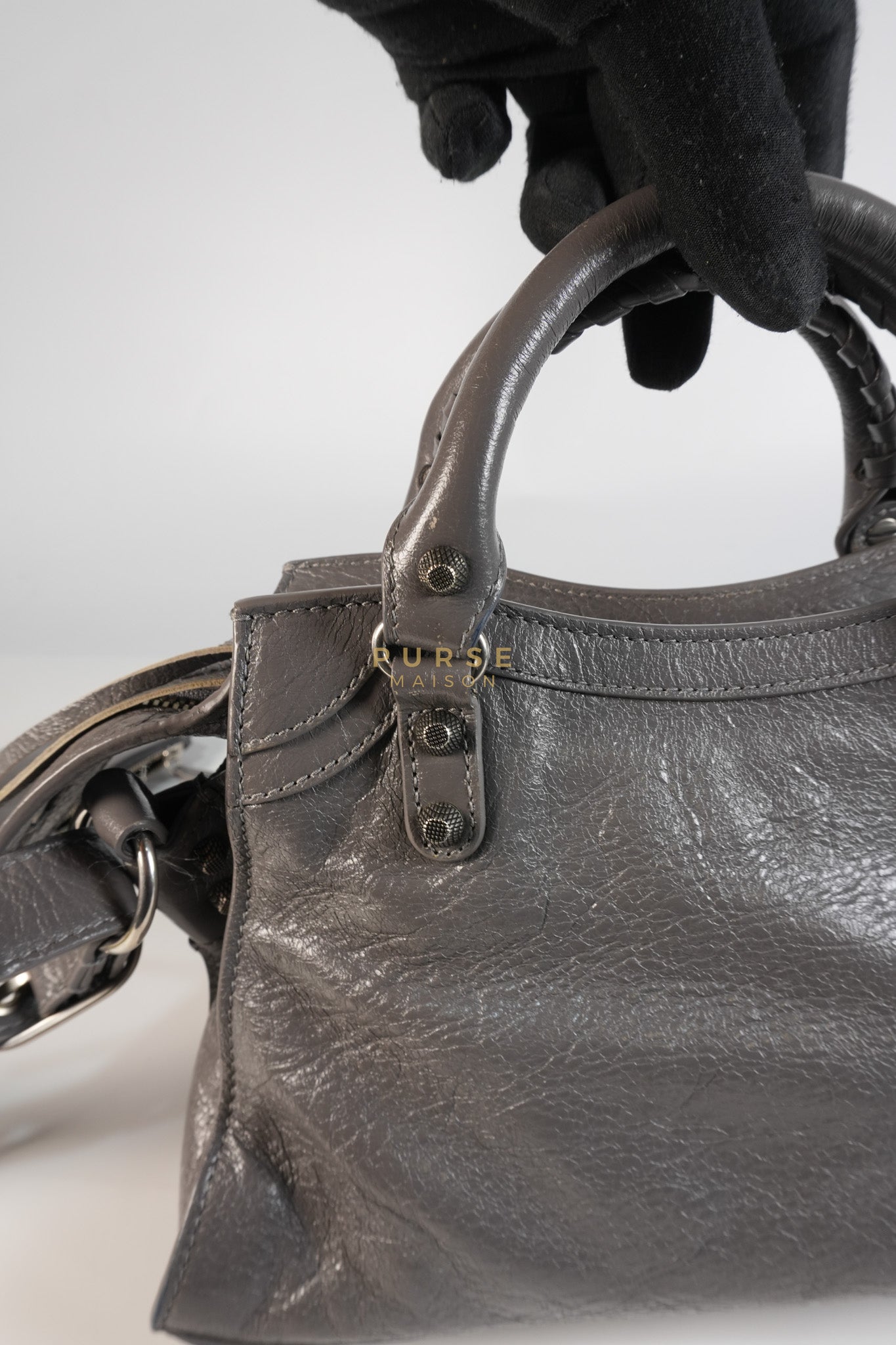 Neo Cagole City Bag XS in Dark Grey Leather | Purse Maison Luxury Bags Shop