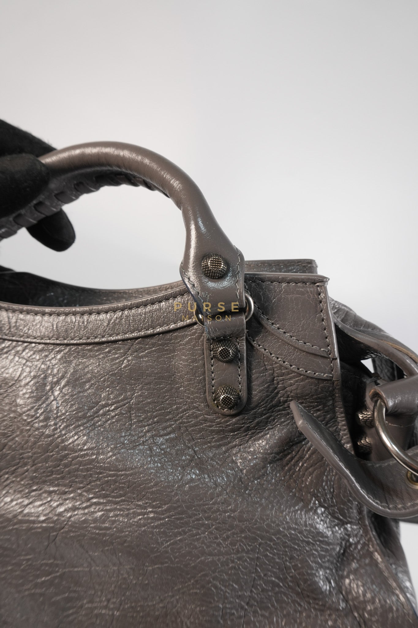 Neo Cagole City Bag XS in Dark Grey Leather | Purse Maison Luxury Bags Shop