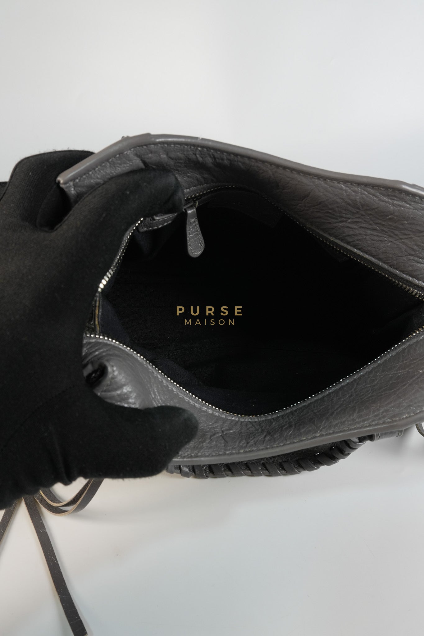 Neo Cagole City Bag XS in Dark Grey Leather | Purse Maison Luxury Bags Shop