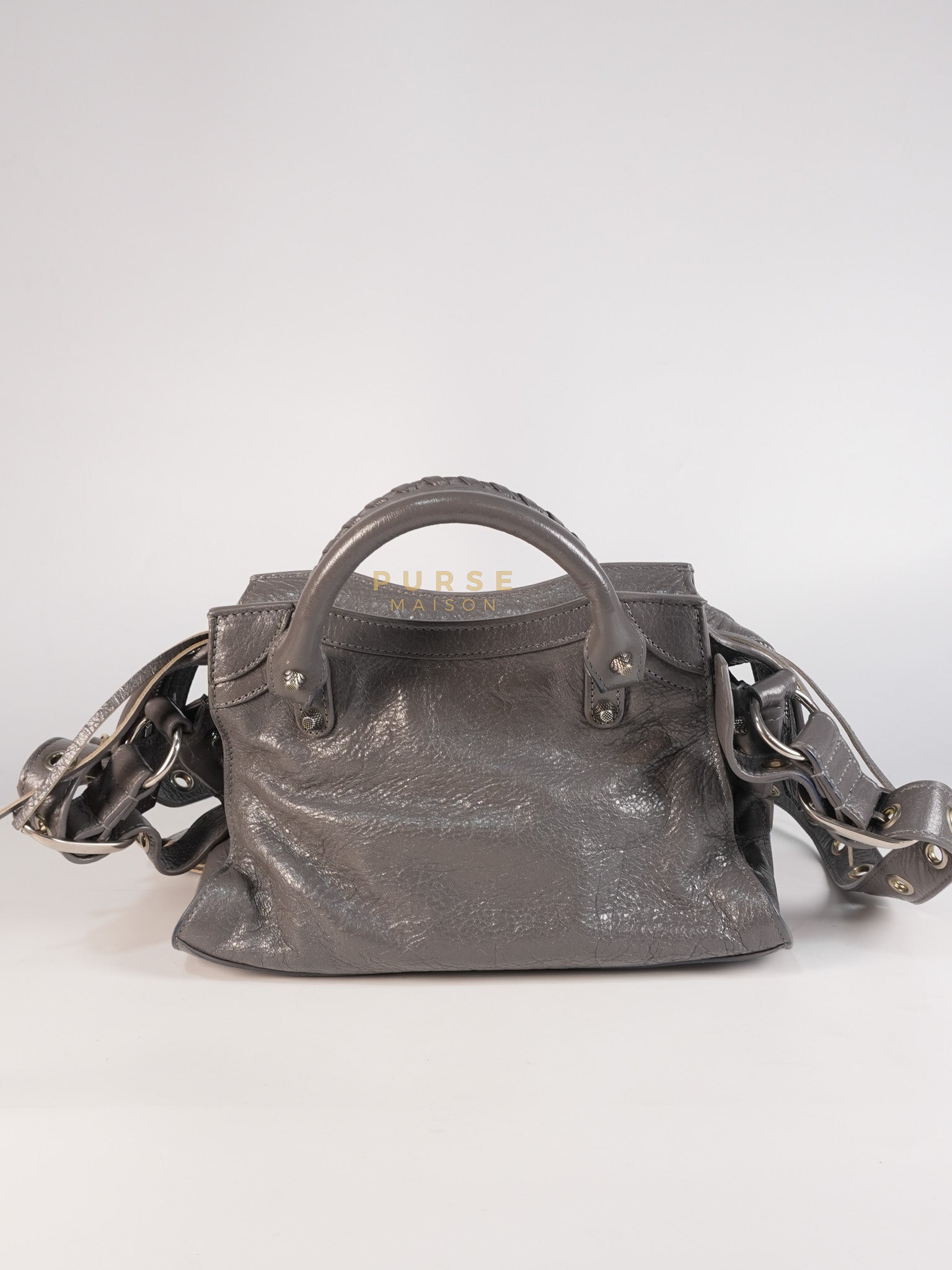 Neo Cagole City Bag XS in Dark Grey Leather | Purse Maison Luxury Bags Shop