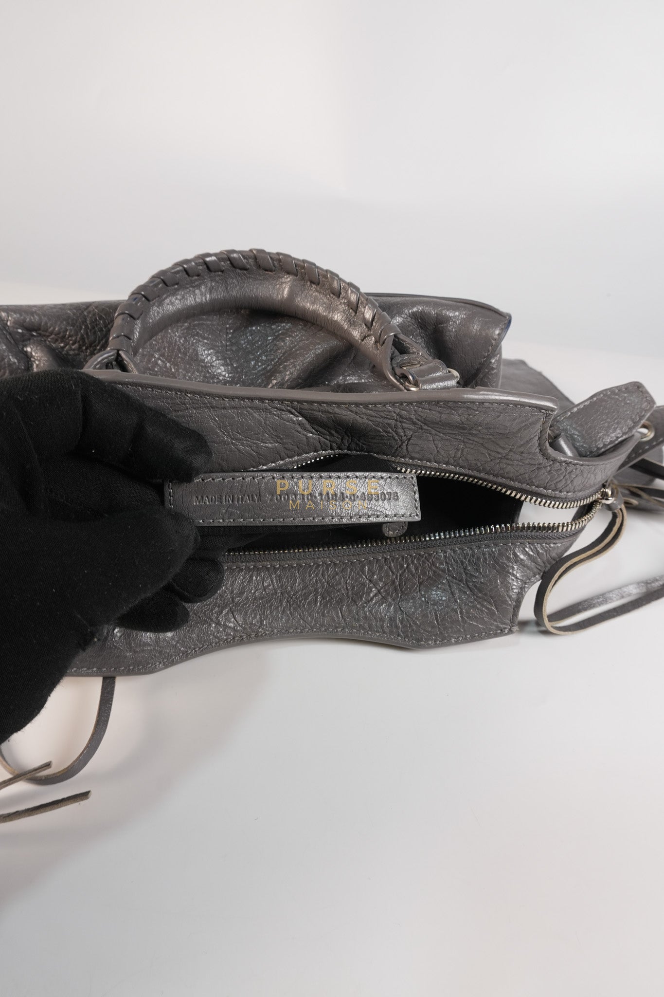 Neo Cagole City Bag XS in Dark Grey Leather | Purse Maison Luxury Bags Shop