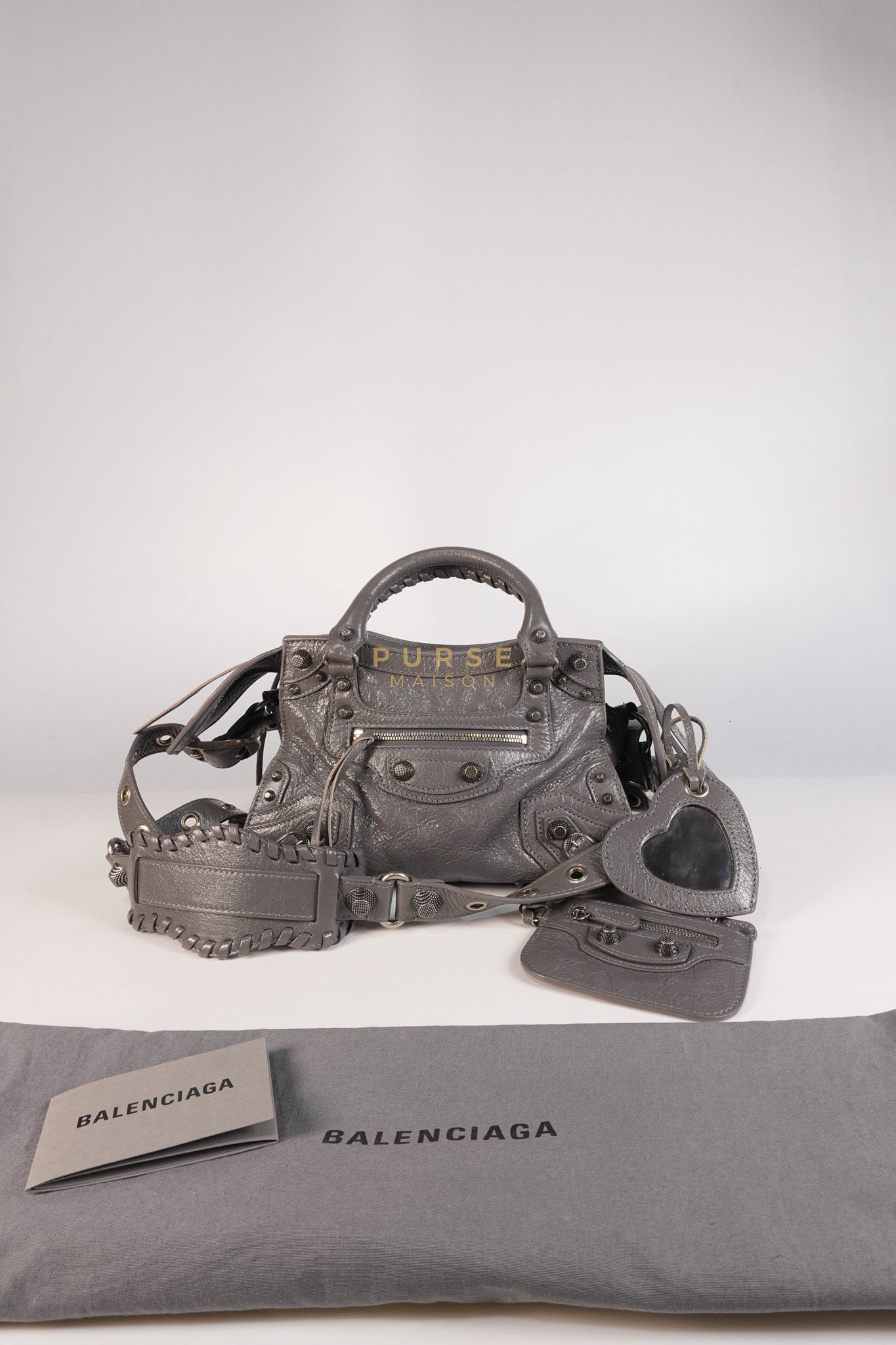 Neo Cagole City Bag XS in Dark Grey Leather | Purse Maison Luxury Bags Shop
