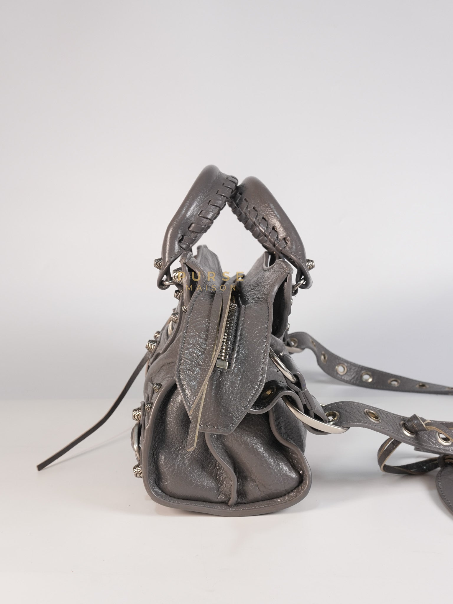 Neo Cagole City Bag XS in Dark Grey Leather | Purse Maison Luxury Bags Shop