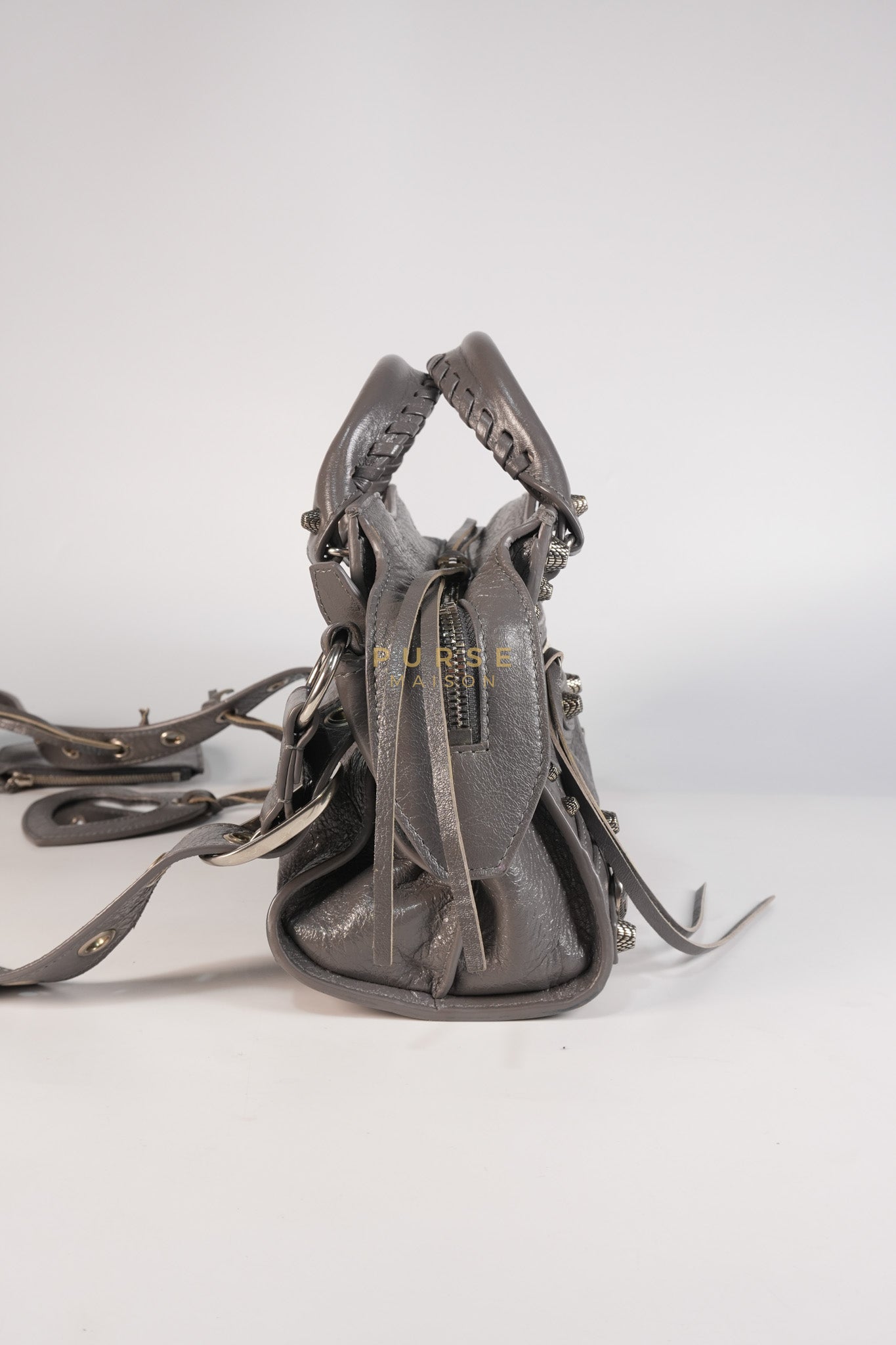Neo Cagole City Bag XS in Dark Grey Leather | Purse Maison Luxury Bags Shop