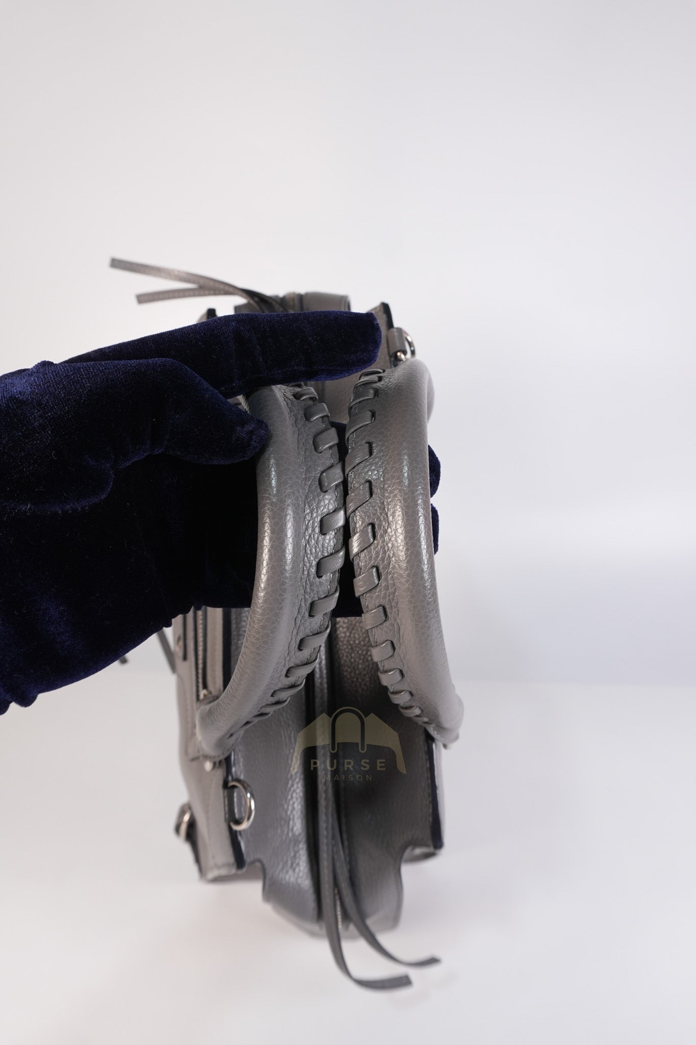 Neo Classic City Small Bag in Grey Grained Calfskin Leather & Silver Hardware | Purse Maison Luxury Bags Shop