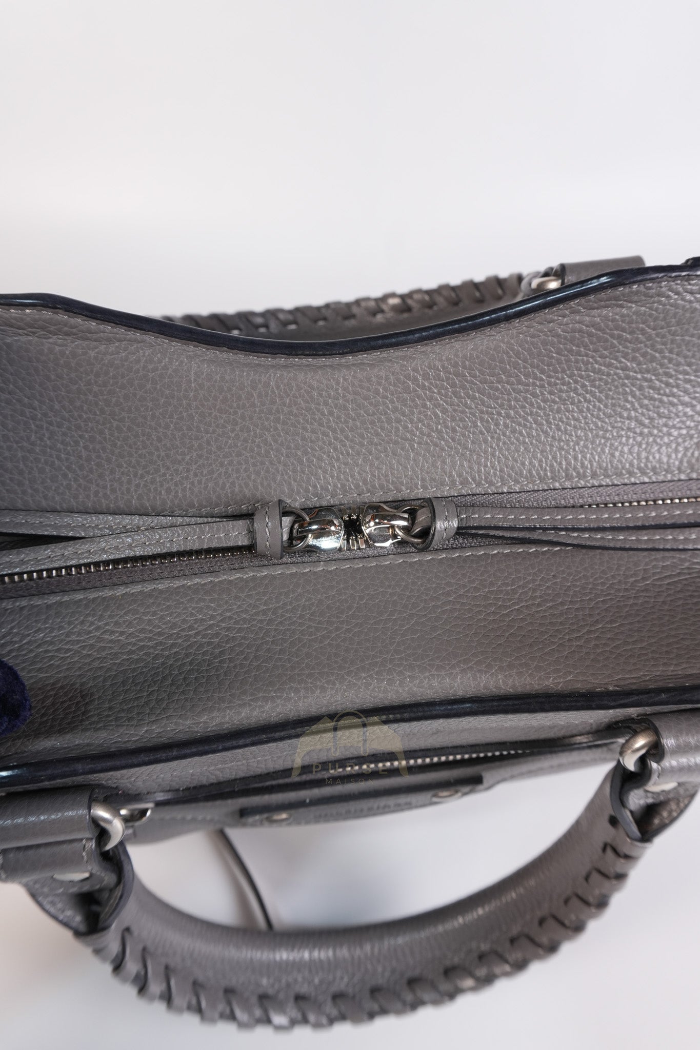 Neo Classic City Small Bag in Grey Grained Calfskin Leather & Silver Hardware | Purse Maison Luxury Bags Shop