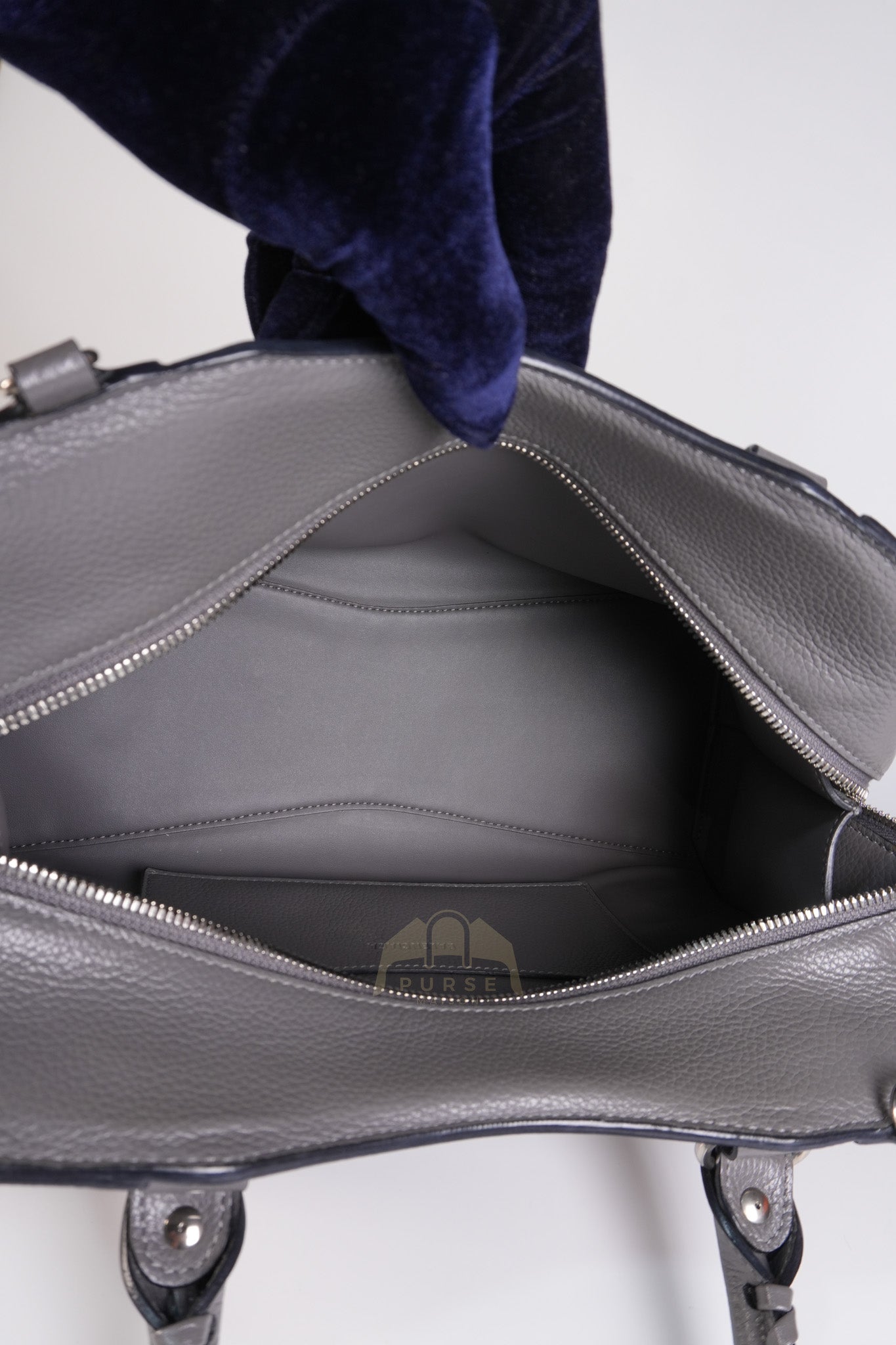 Neo Classic City Small Bag in Grey Grained Calfskin Leather & Silver Hardware | Purse Maison Luxury Bags Shop