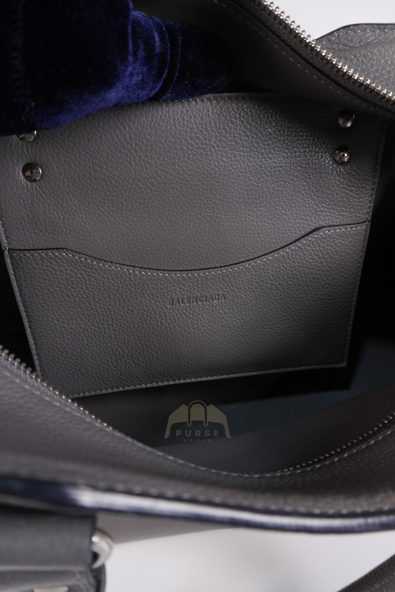 Neo Classic City Small Bag in Grey Grained Calfskin Leather & Silver Hardware | Purse Maison Luxury Bags Shop