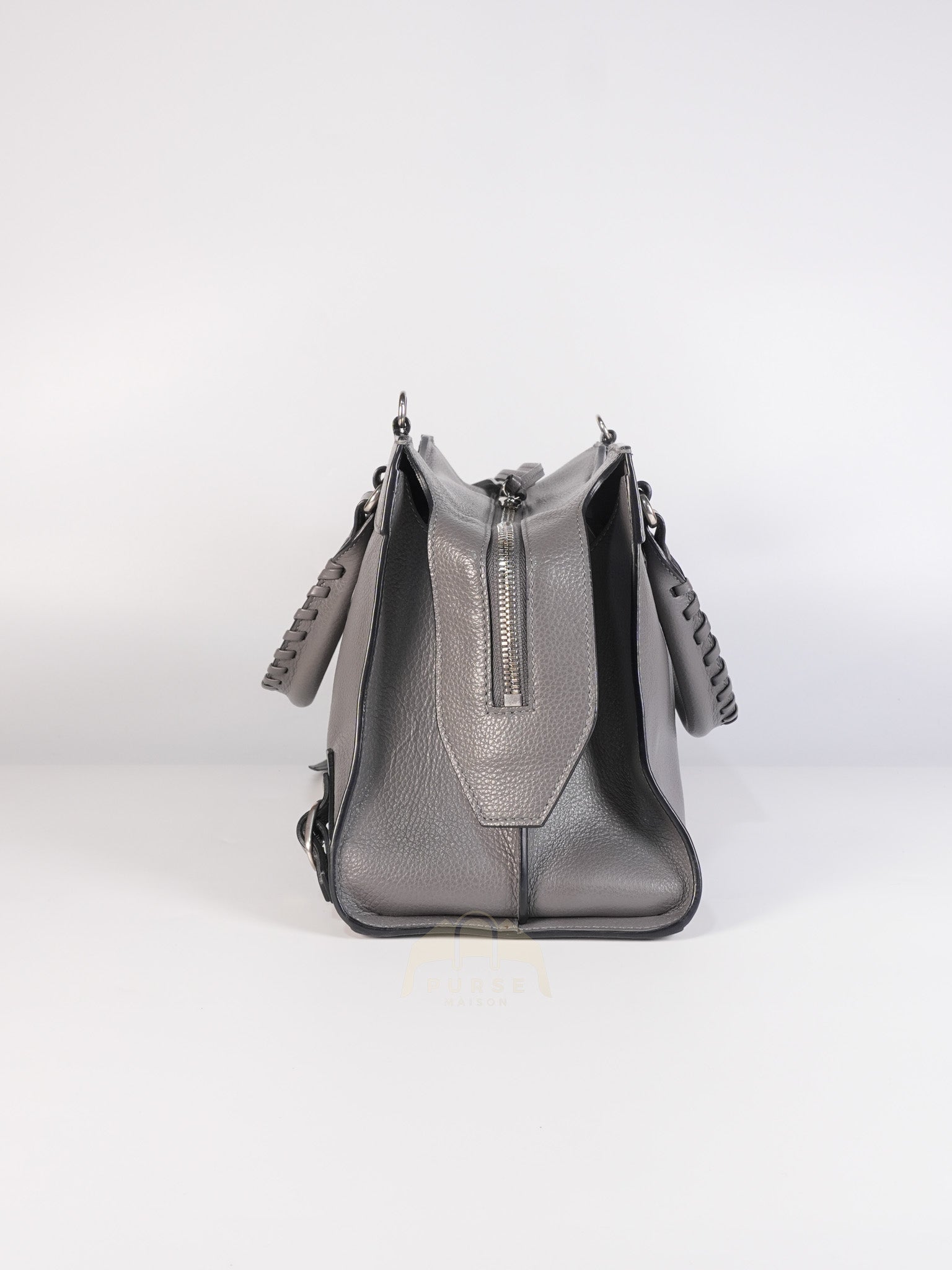Neo Classic City Small Bag in Grey Grained Calfskin Leather & Silver Hardware | Purse Maison Luxury Bags Shop