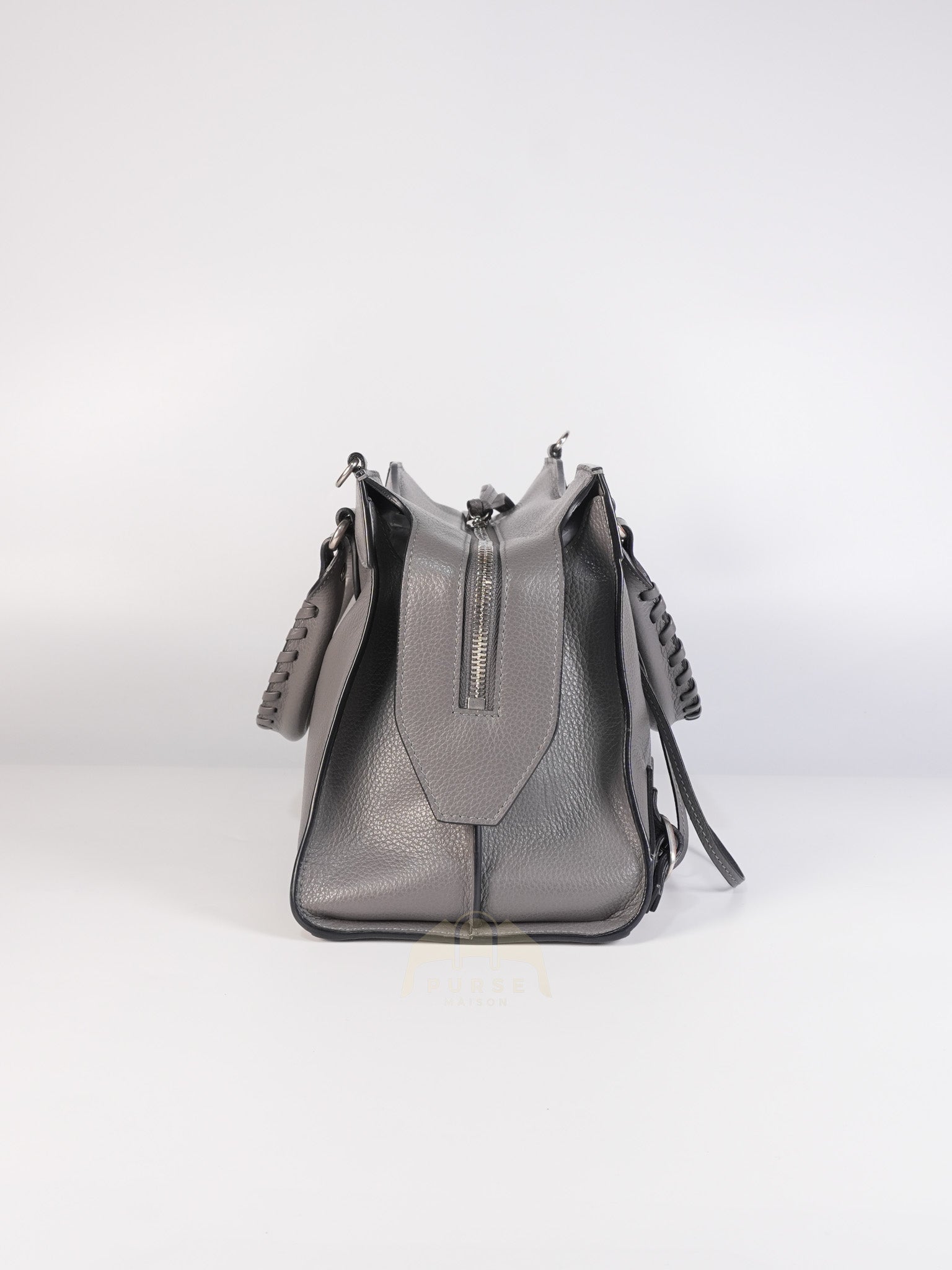 Neo Classic City Small Bag in Grey Grained Calfskin Leather & Silver Hardware | Purse Maison Luxury Bags Shop