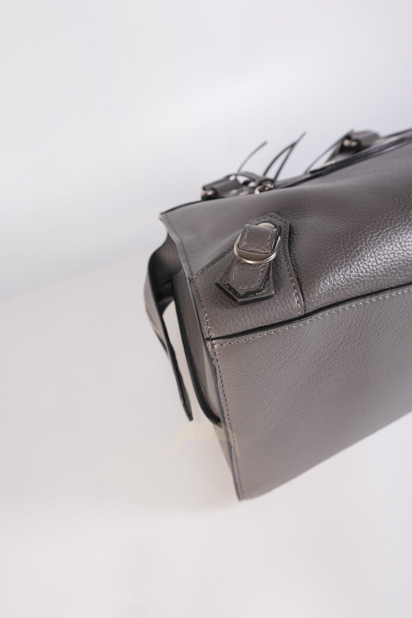 Neo Classic City Small Bag in Grey Grained Calfskin Leather & Silver Hardware | Purse Maison Luxury Bags Shop