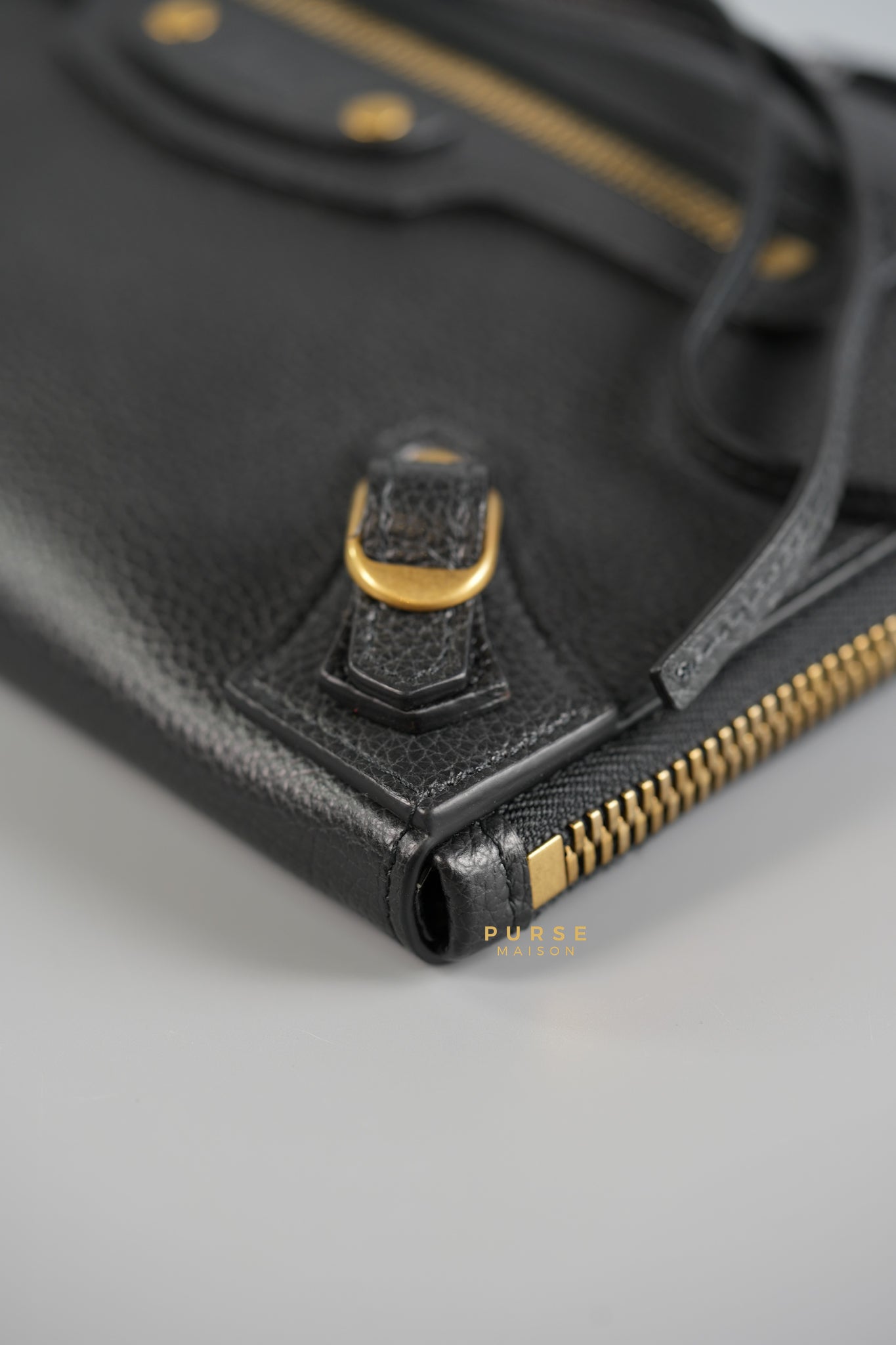 Neo Classic Sling Bag in Black Leather & Gold Hardware | Purse Maison Luxury Bags Shop