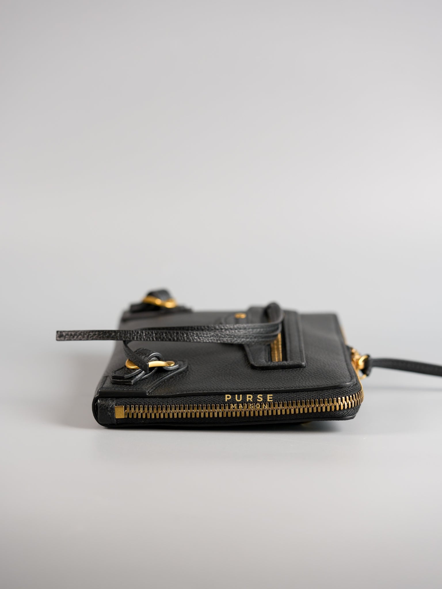 Neo Classic Sling Bag in Black Leather & Gold Hardware | Purse Maison Luxury Bags Shop