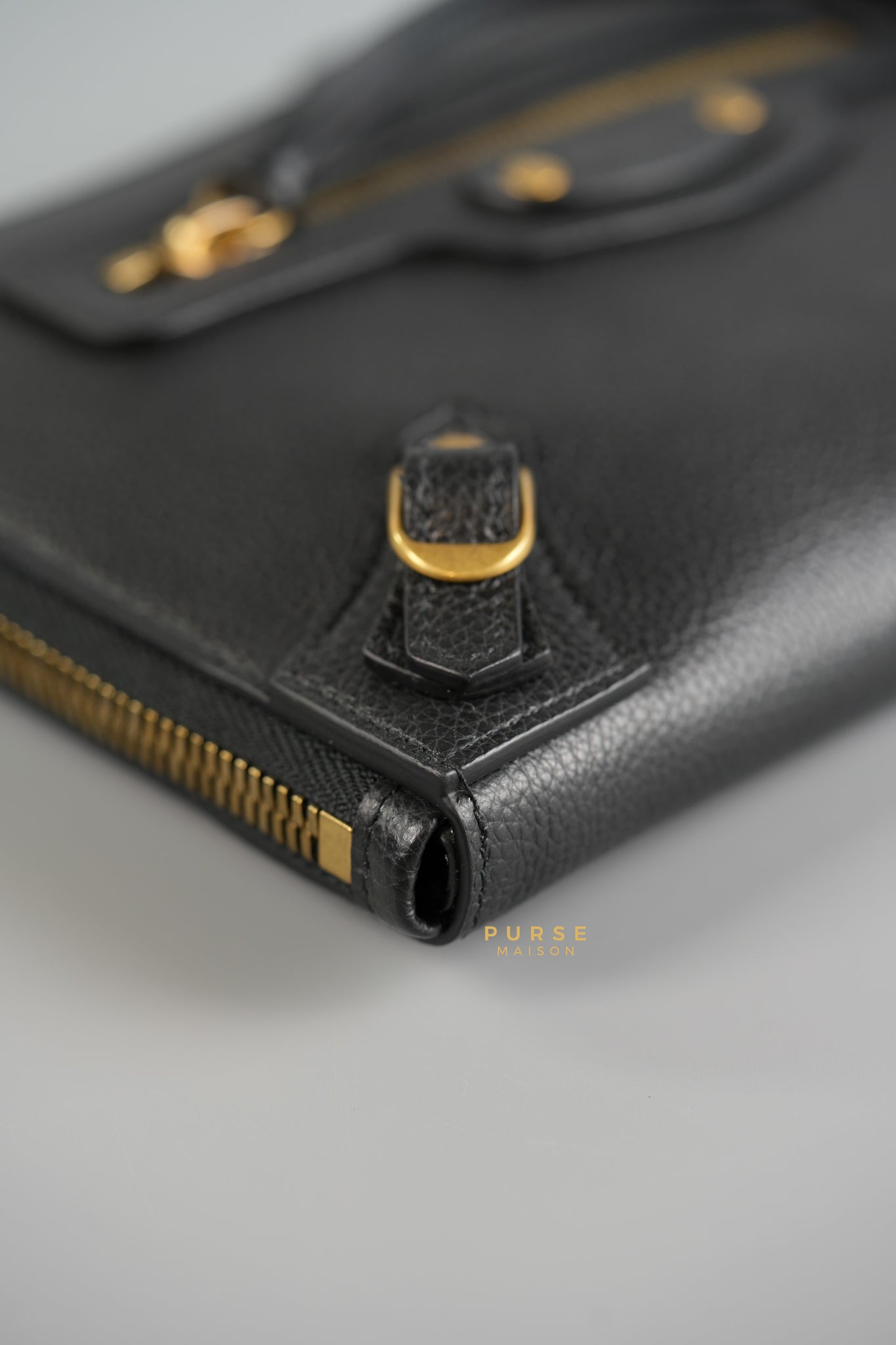 Neo Classic Sling Bag in Black Leather & Gold Hardware | Purse Maison Luxury Bags Shop