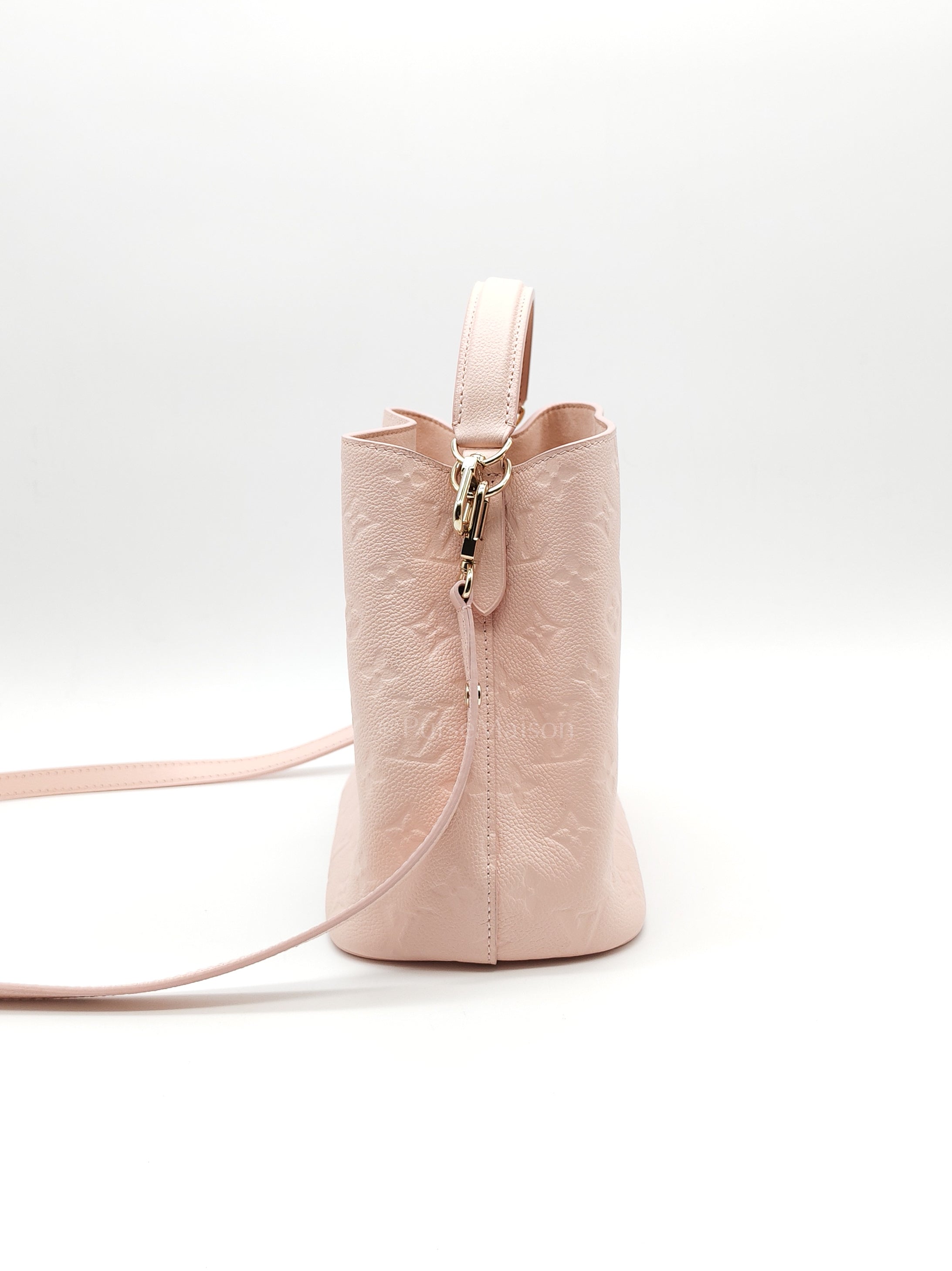 NeoNoe BB in Opal Pink Monogram Empriente Leather & Light Gold Hardware Microchip | Purse Maison Luxury Bags Shop